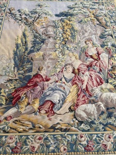 Nice handwoven French Aubusson Style Tapestry “Berger Galant”