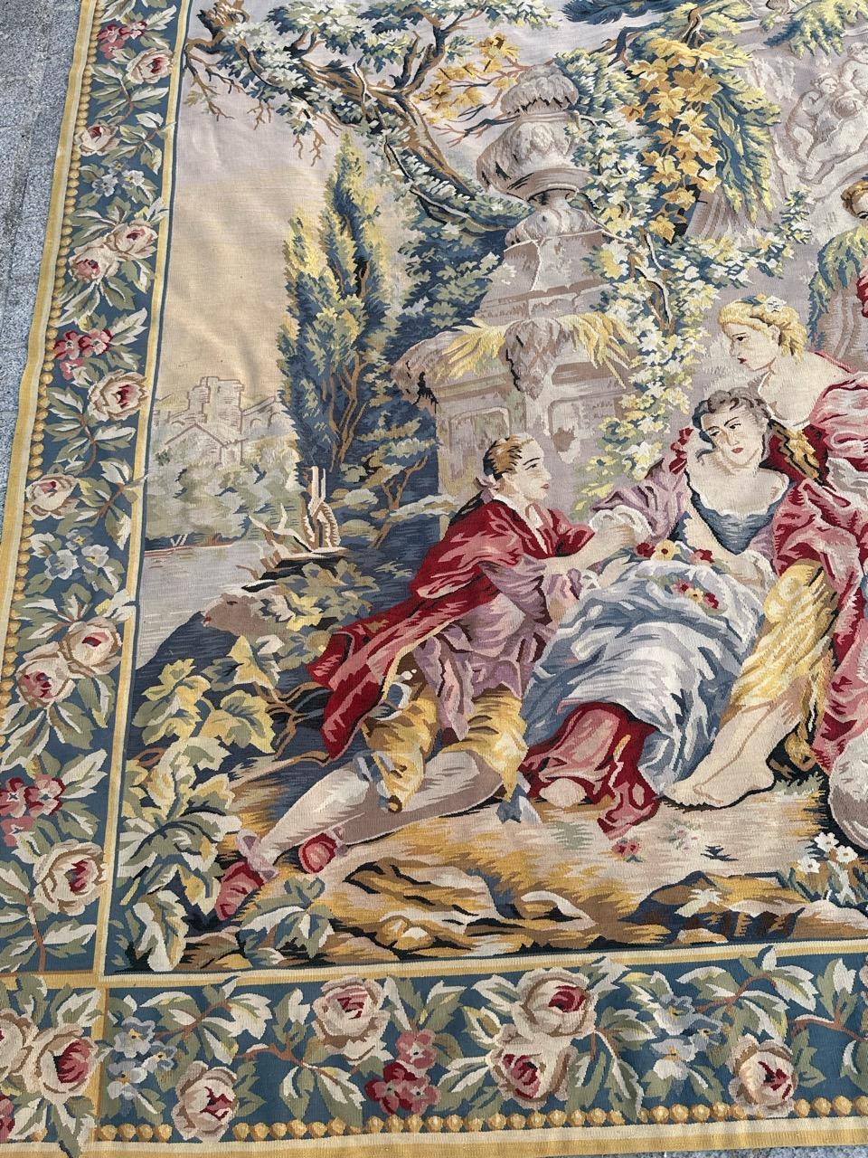 Asian Nice handwoven French Aubusson Style Tapestry “Berger Galant” For Sale