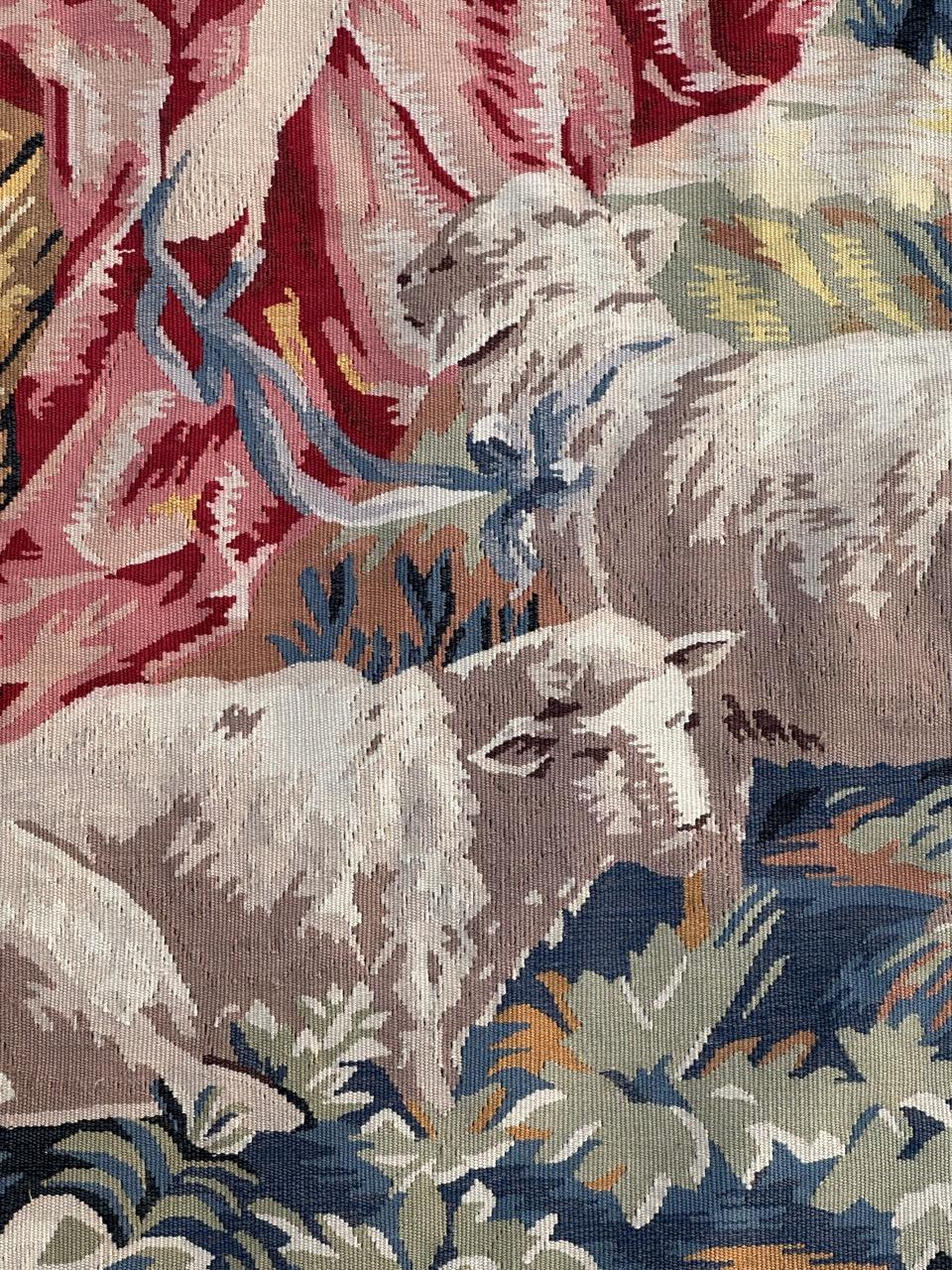Nice handwoven French Aubusson Style Tapestry “Berger Galant” For Sale 1