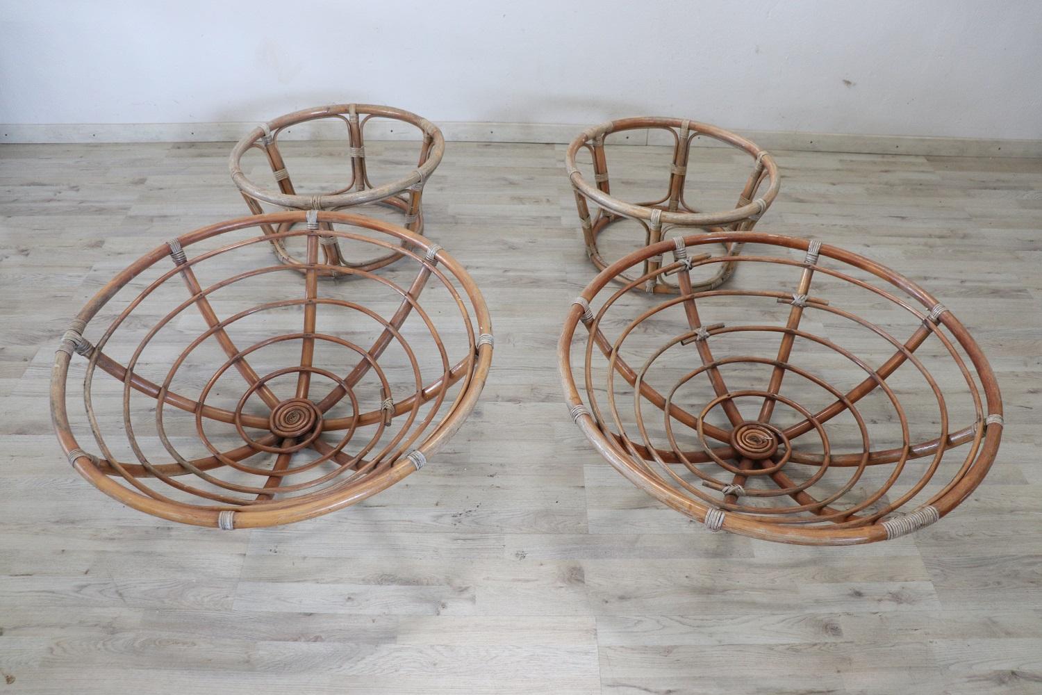 Nice Italian Design Craftsmanship Bamboo Pair of Armchairs For Sale 1