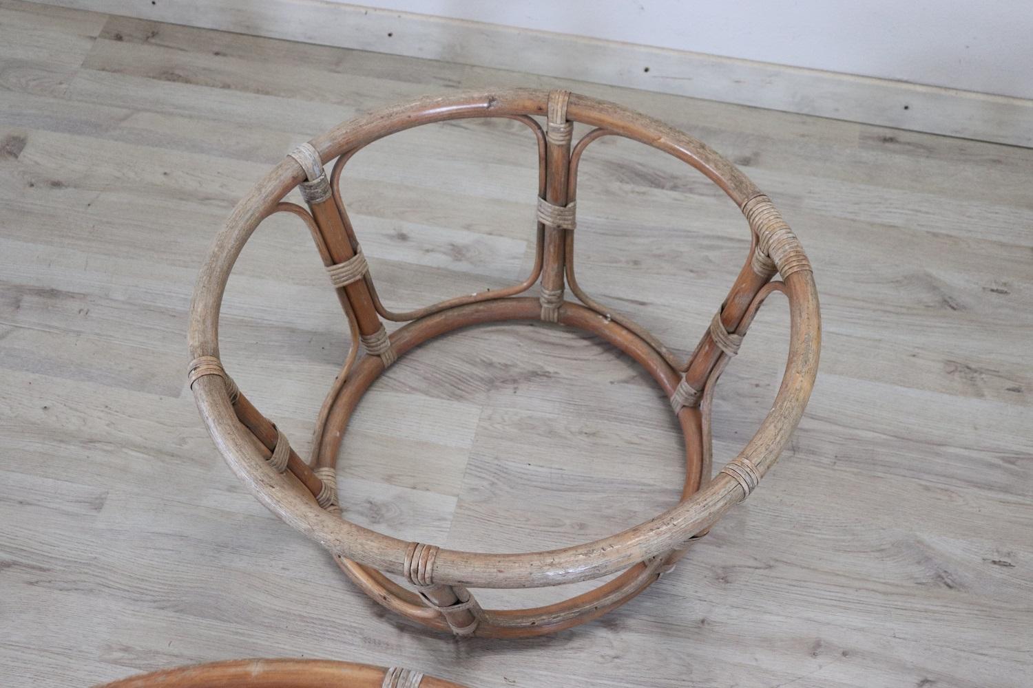 Bonito par de sillones artesanales de bambú de diseño italiano 1