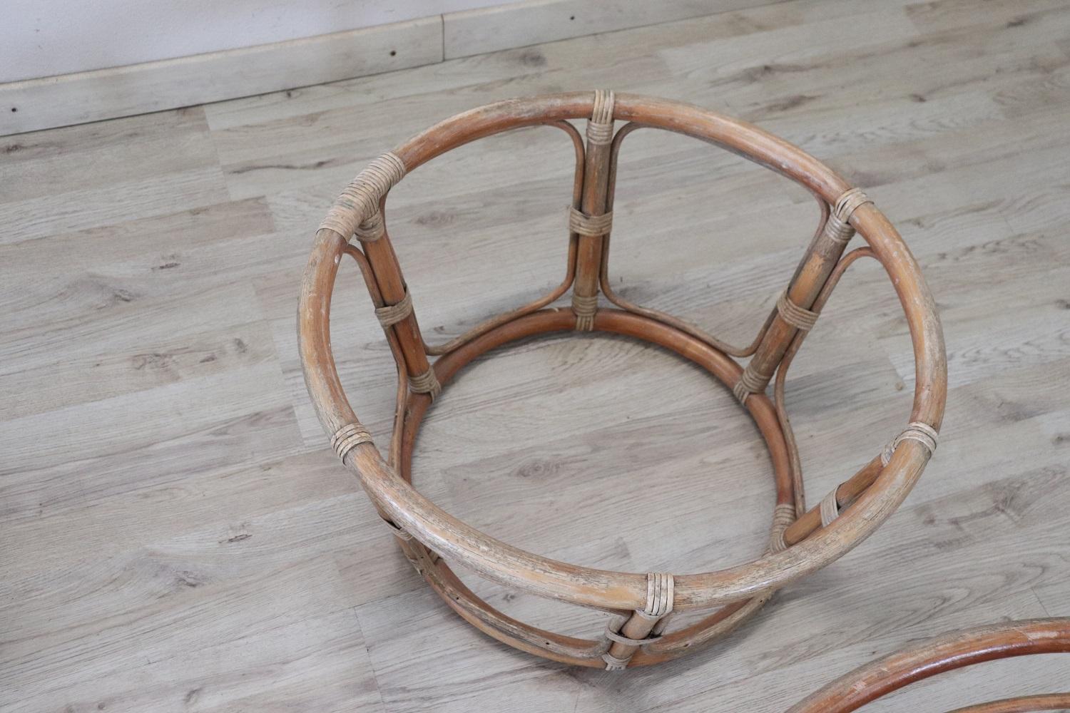 Bonito par de sillones artesanales de bambú de diseño italiano 2