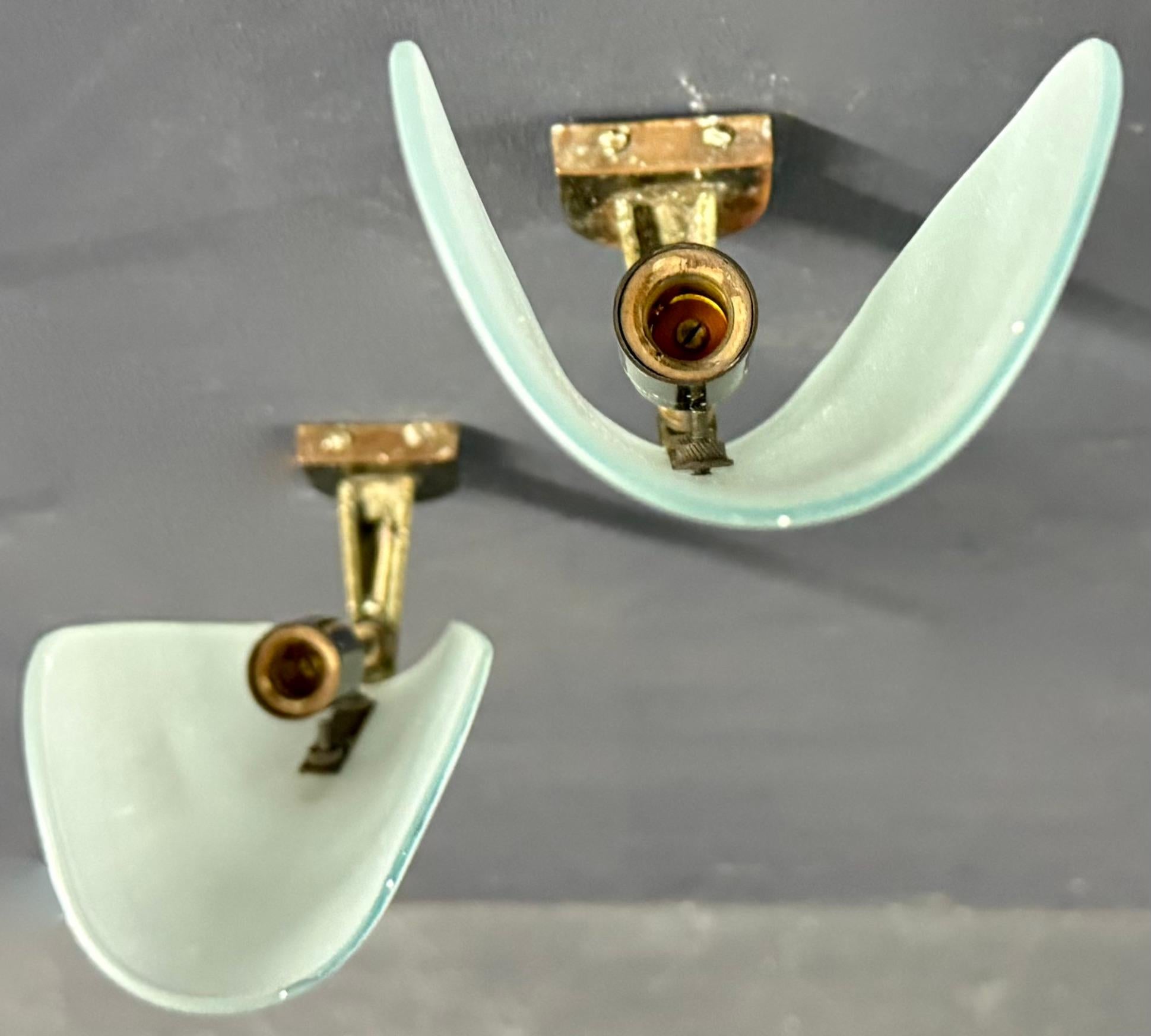 belle applique italiane in vetro e ottone in vendita 4