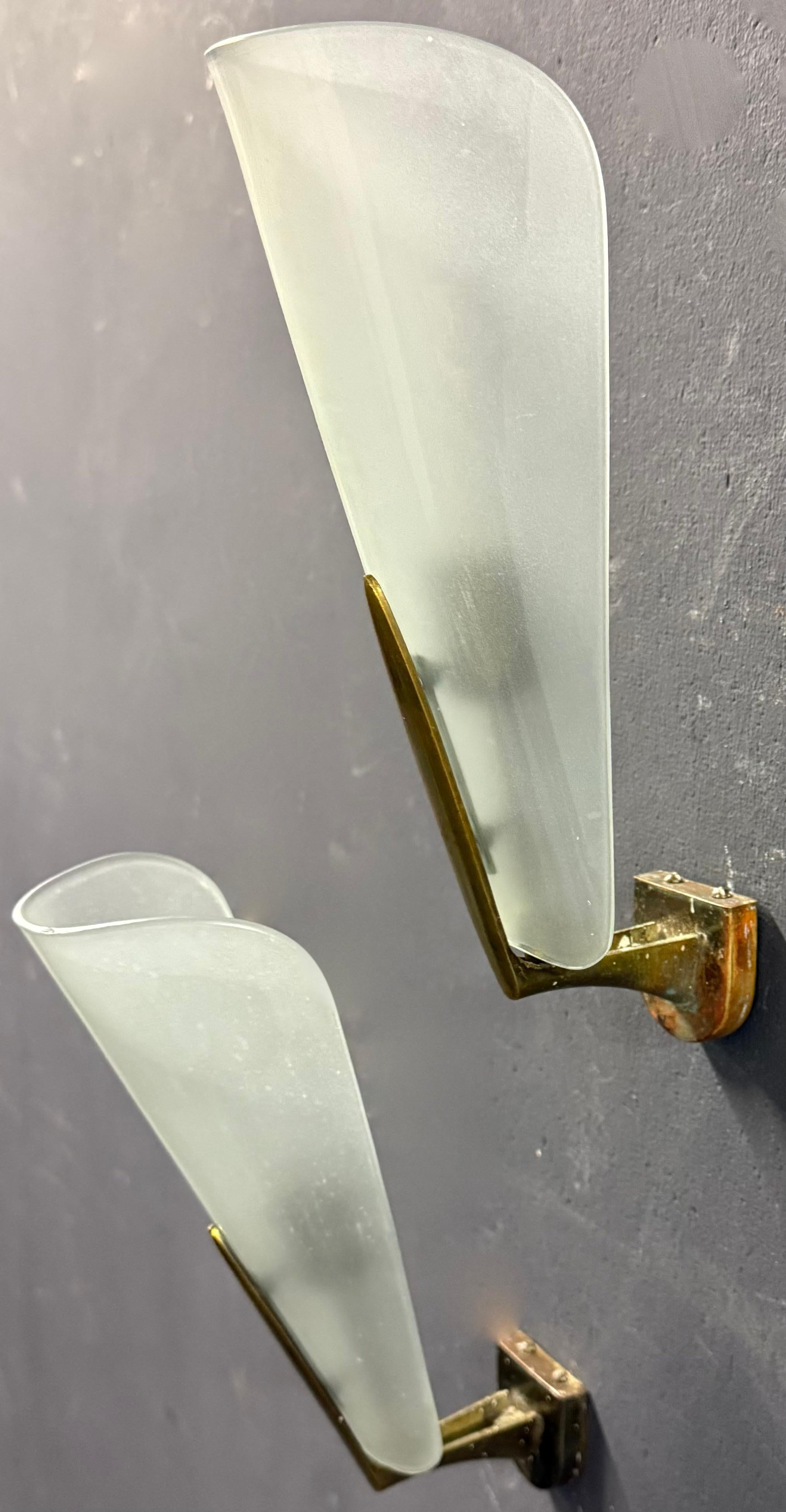 belle applique italiane in vetro e ottone in vendita 5