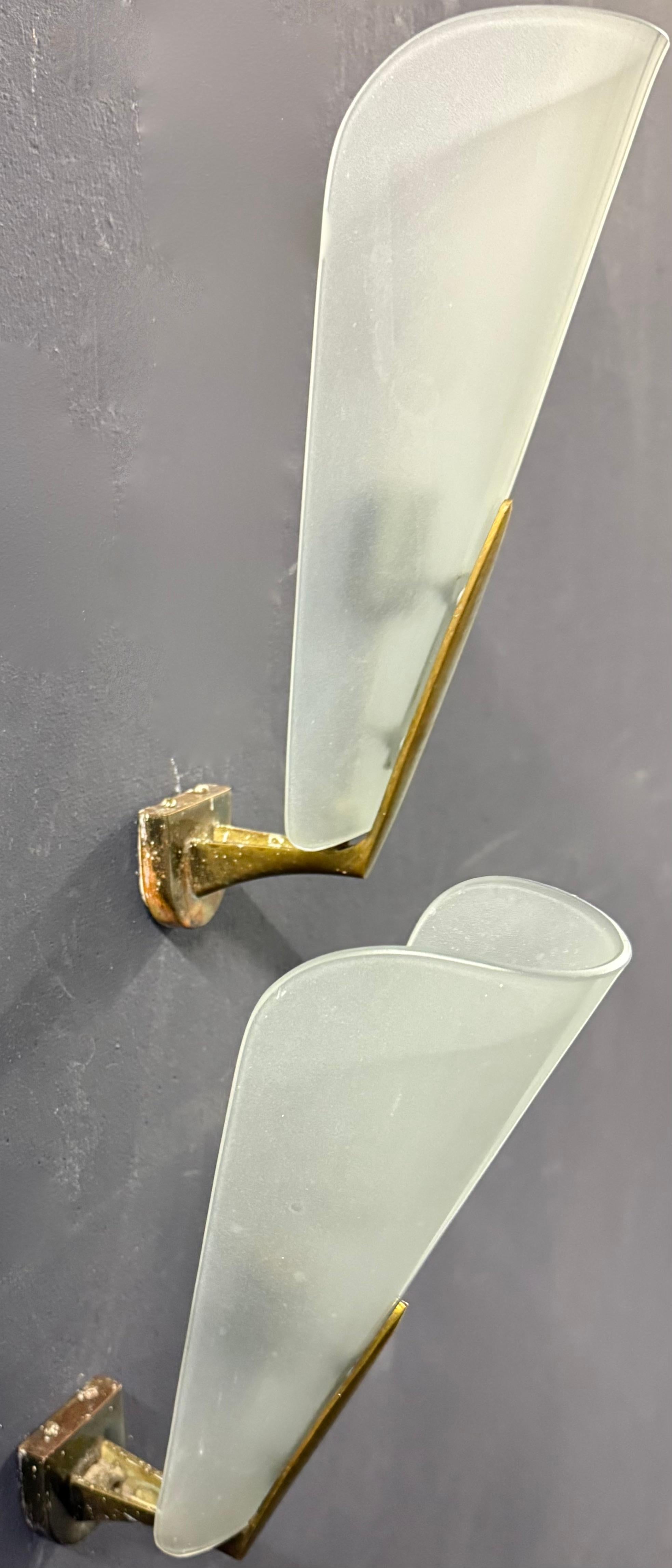 belle applique italiane in vetro e ottone in vendita 6