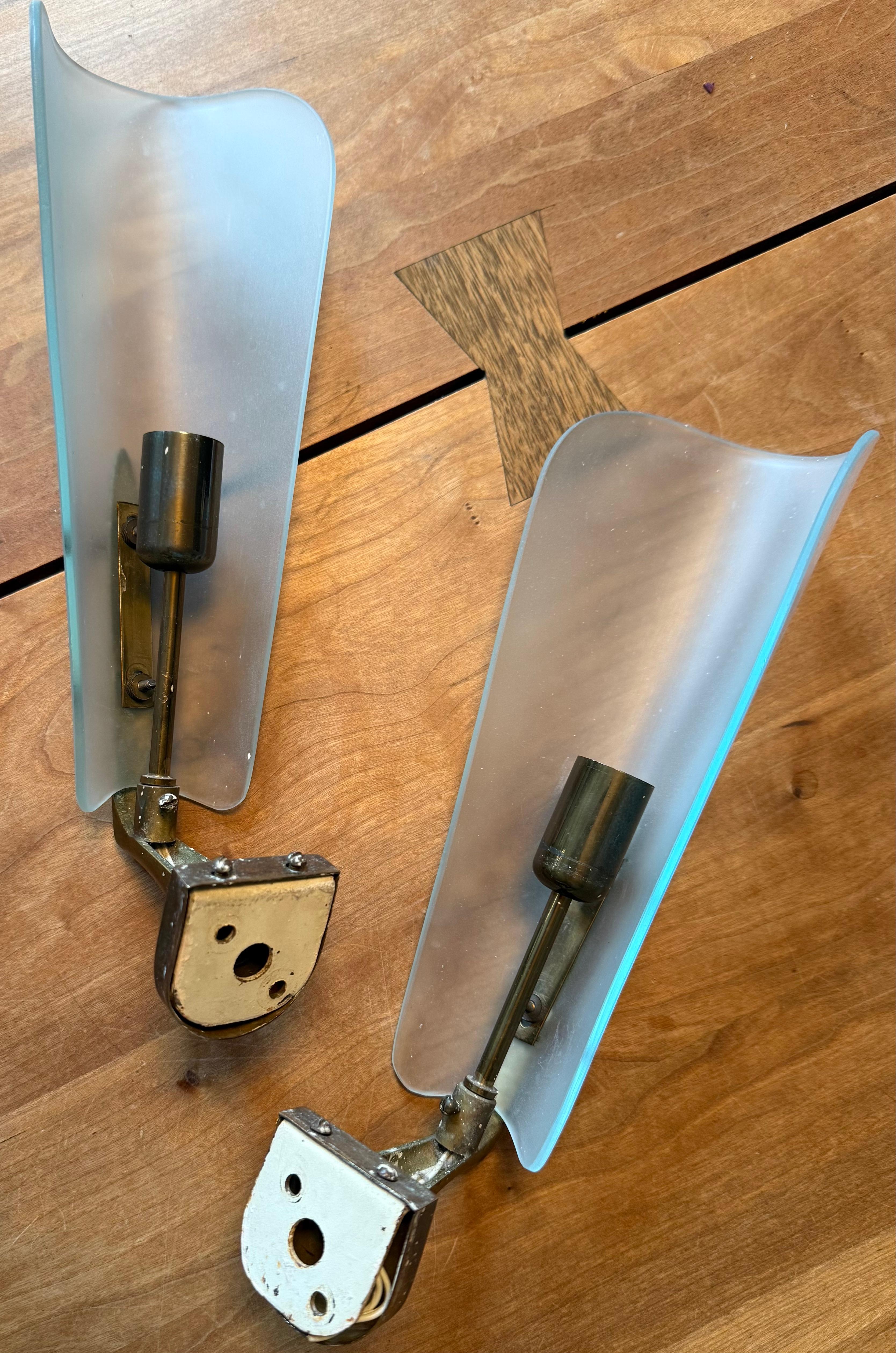 belle applique italiane in vetro e ottone in vendita 10