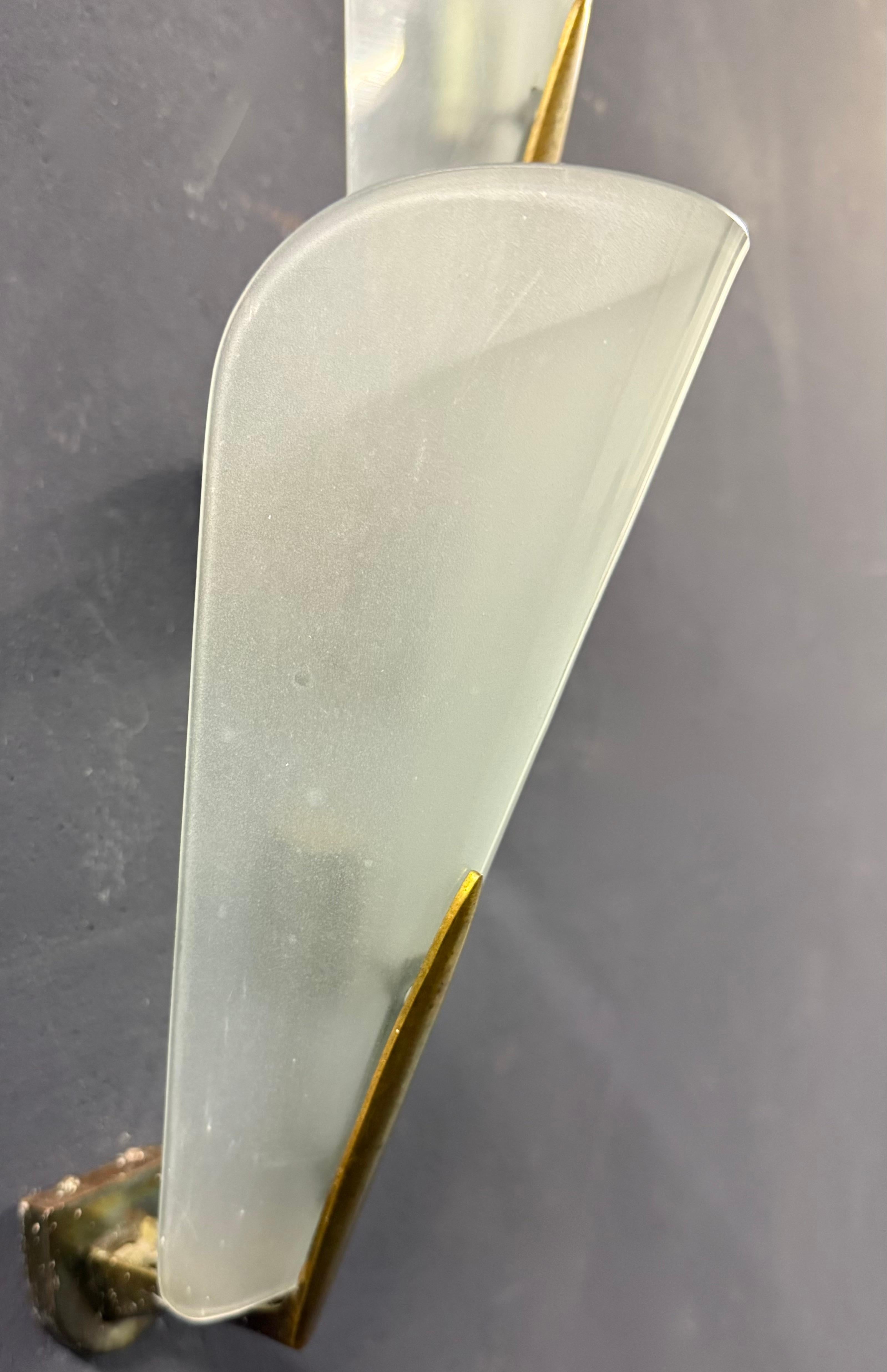 belle applique italiane in vetro e ottone In condizioni discrete in vendita a Munich, DE