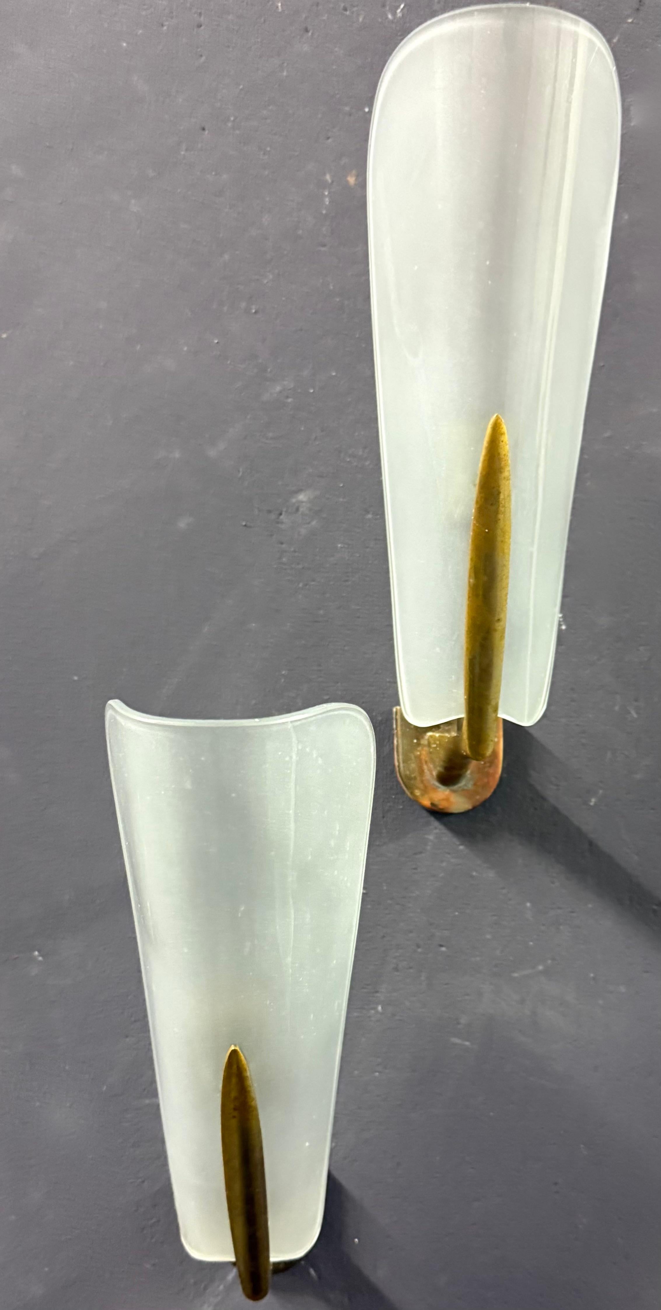 belle applique italiane in vetro e ottone in vendita 2