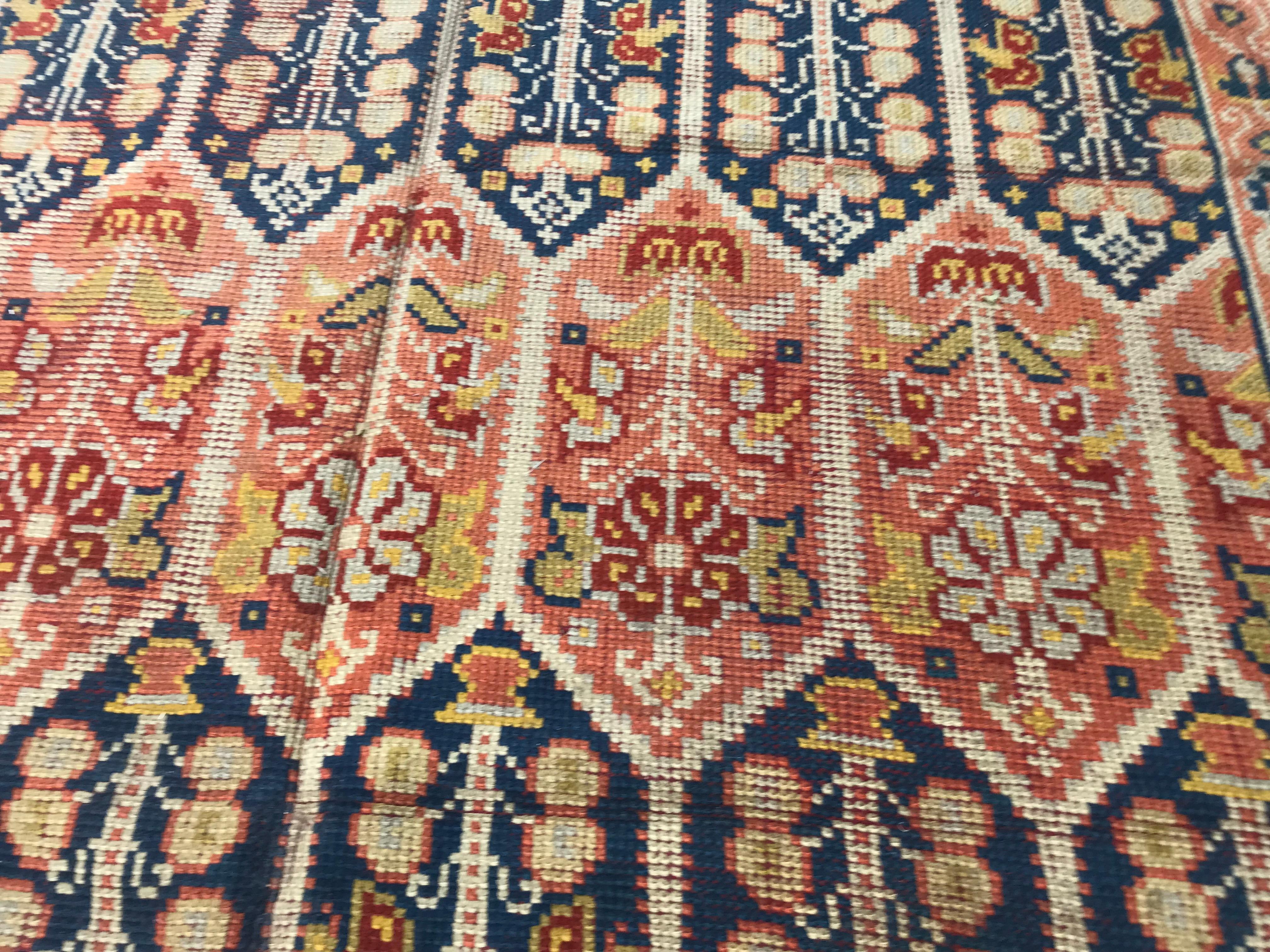 Hand-Knotted Nice Large Antique Donegal European Rug