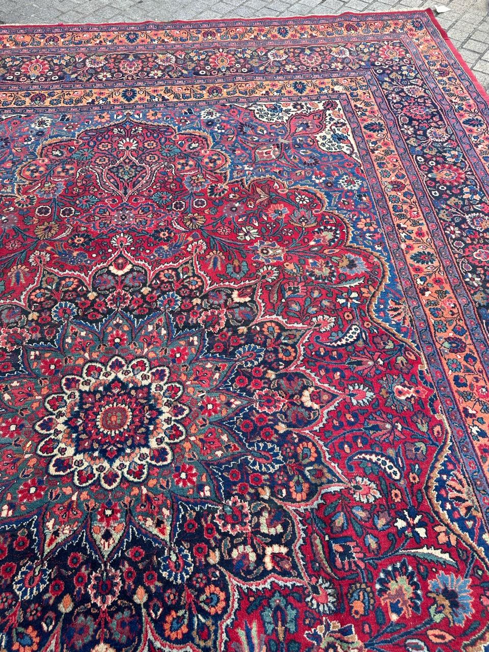 Hand-Knotted Bobyrug’s Nice Large Antique Dorokhsh Rug For Sale