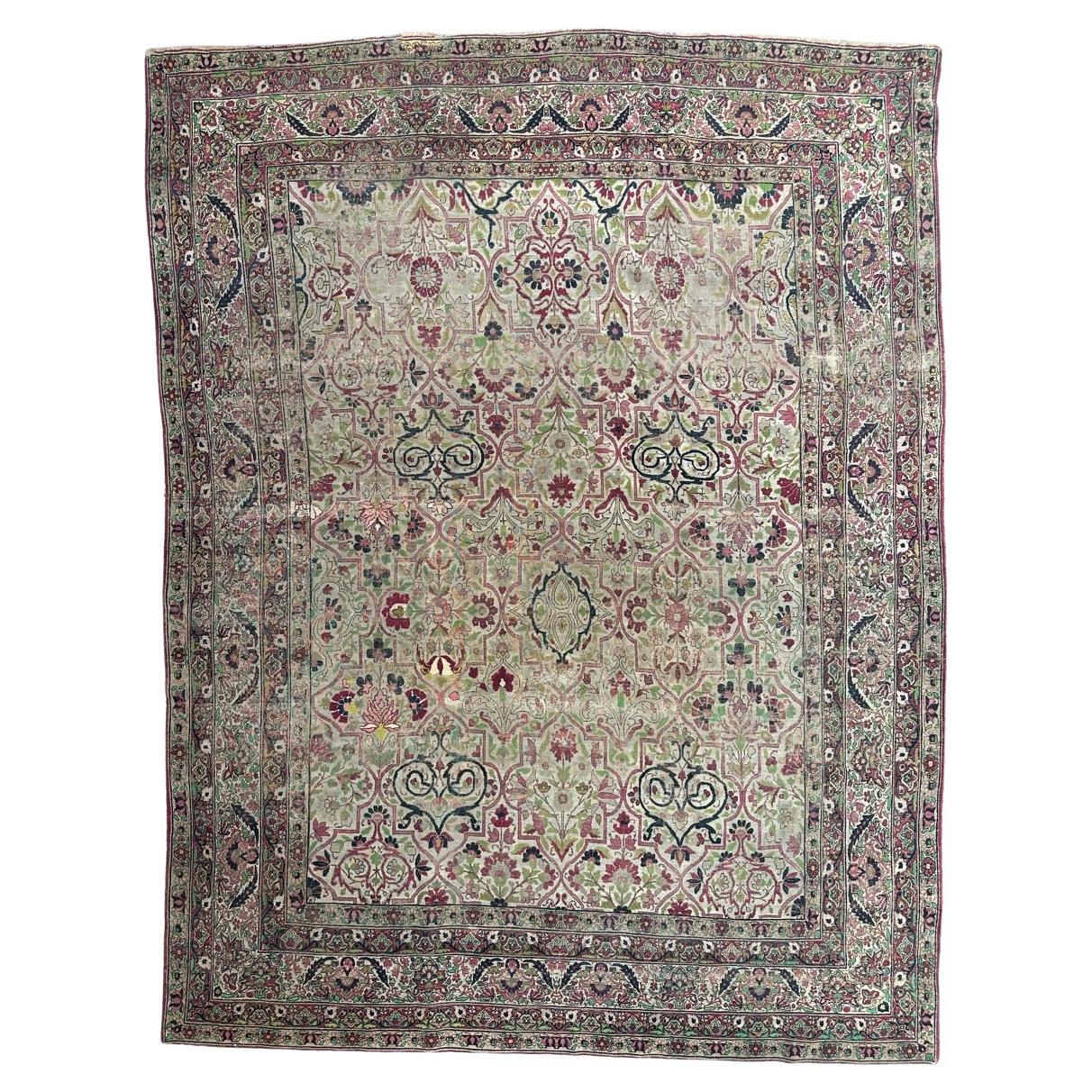 Bobyrug’s Nice large antique fine Kirman rug 