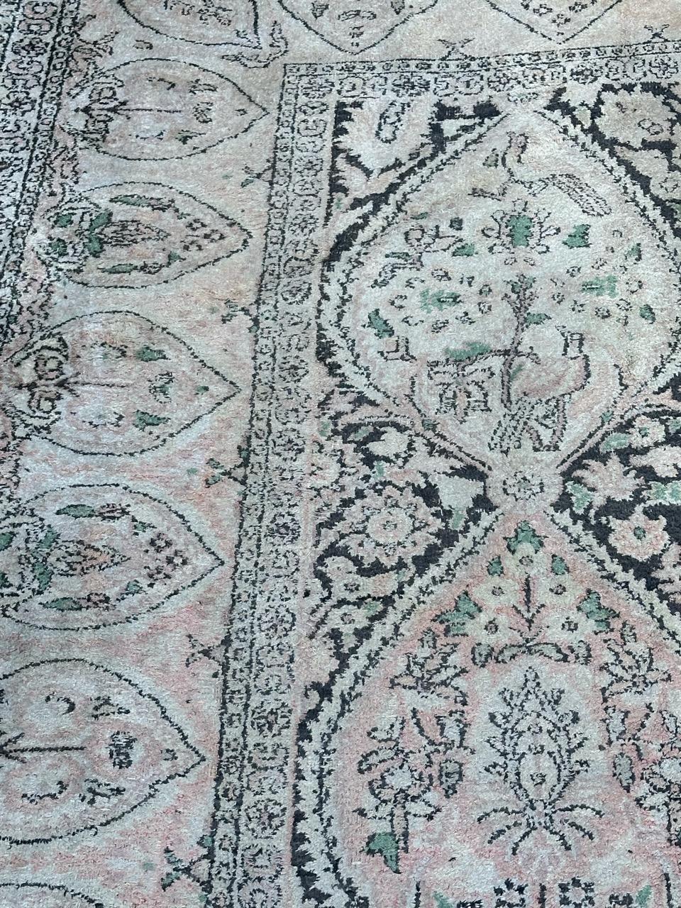 Grande tappeto vintage in seta del Kashmir in vendita 2