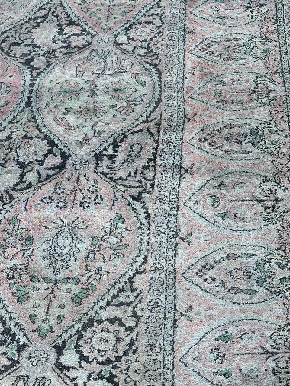 Grande tappeto vintage in seta del Kashmir in vendita 3