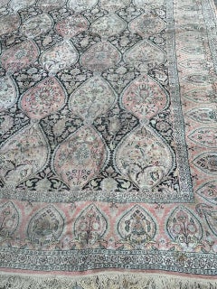 Nice large vintage silk Kashmir rug