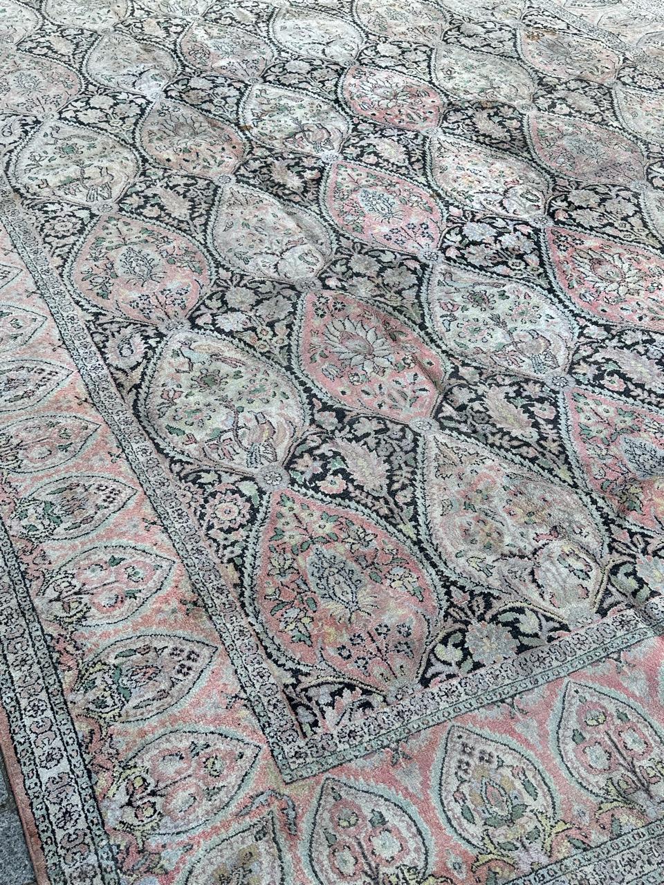 Kashan Grande tappeto vintage in seta del Kashmir in vendita