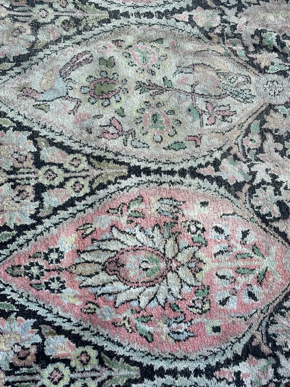 Grande tappeto vintage in seta del Kashmir in vendita 1