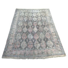 Nice large vintage silk Kashmir rug 