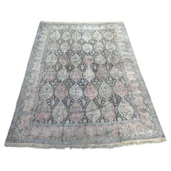Nice large vintage silk Kashmir rug