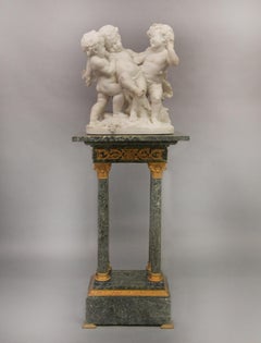 Nice Late 19th Century Carrara Marble Group of Drunken Silenus by Rougelet