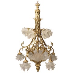 Nice Late 19th Century Gilt Bronze Fifteen Light Chandelier