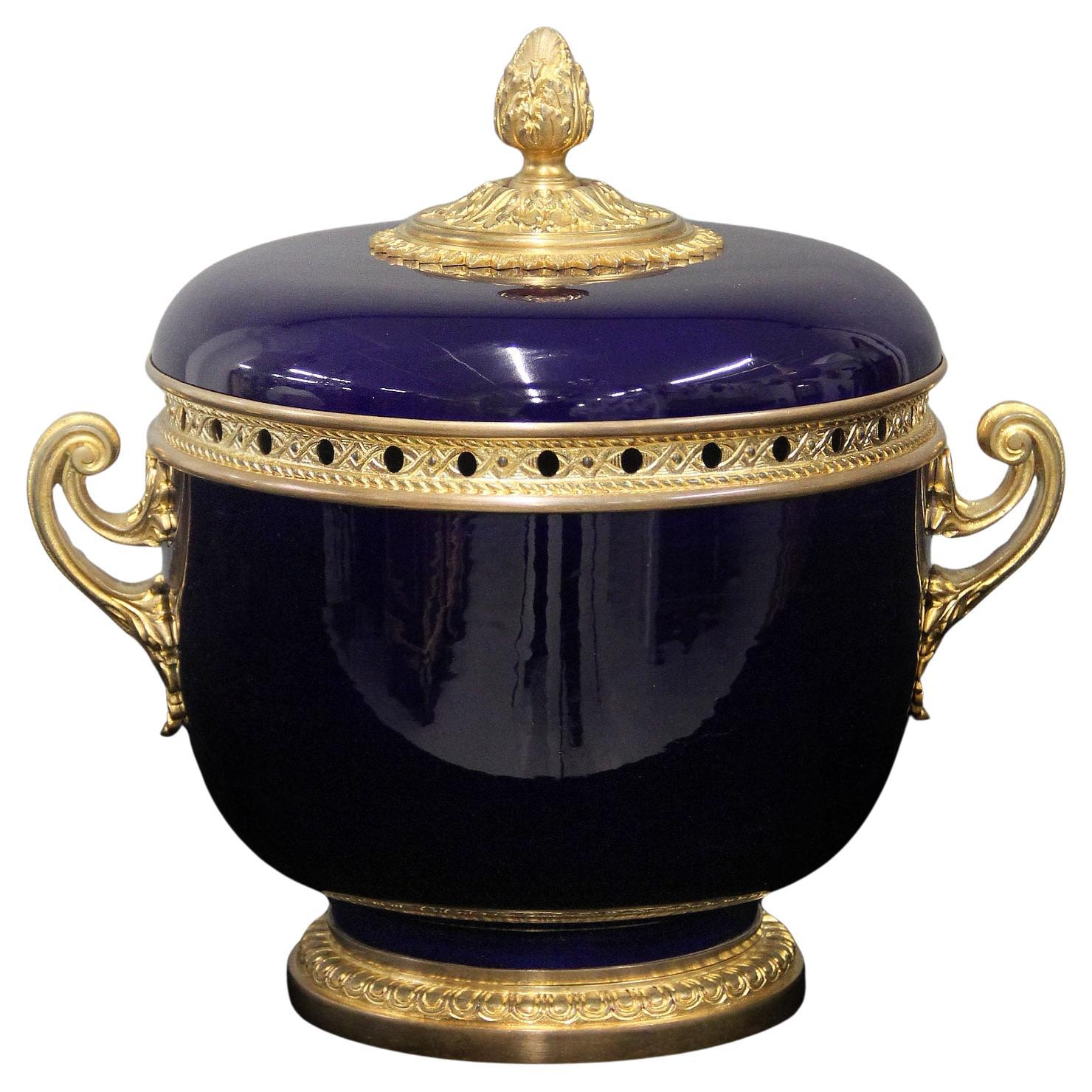 Nice Late 19th Century Gilt Bronze Mounted Sèvres Style Porcelain Centerpiece
