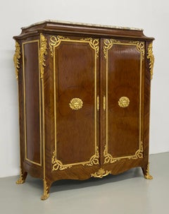Nice Late 19th Century Gilt Bronze Mounted Transitional Style Parquetry Cabinet
