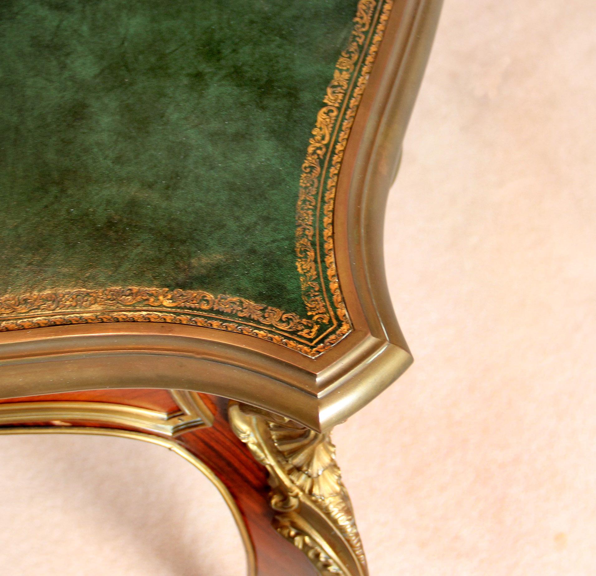 Leather Nice Late 19th Century Louis XV Style Gilt Bronze Mounted Bureau Plat For Sale