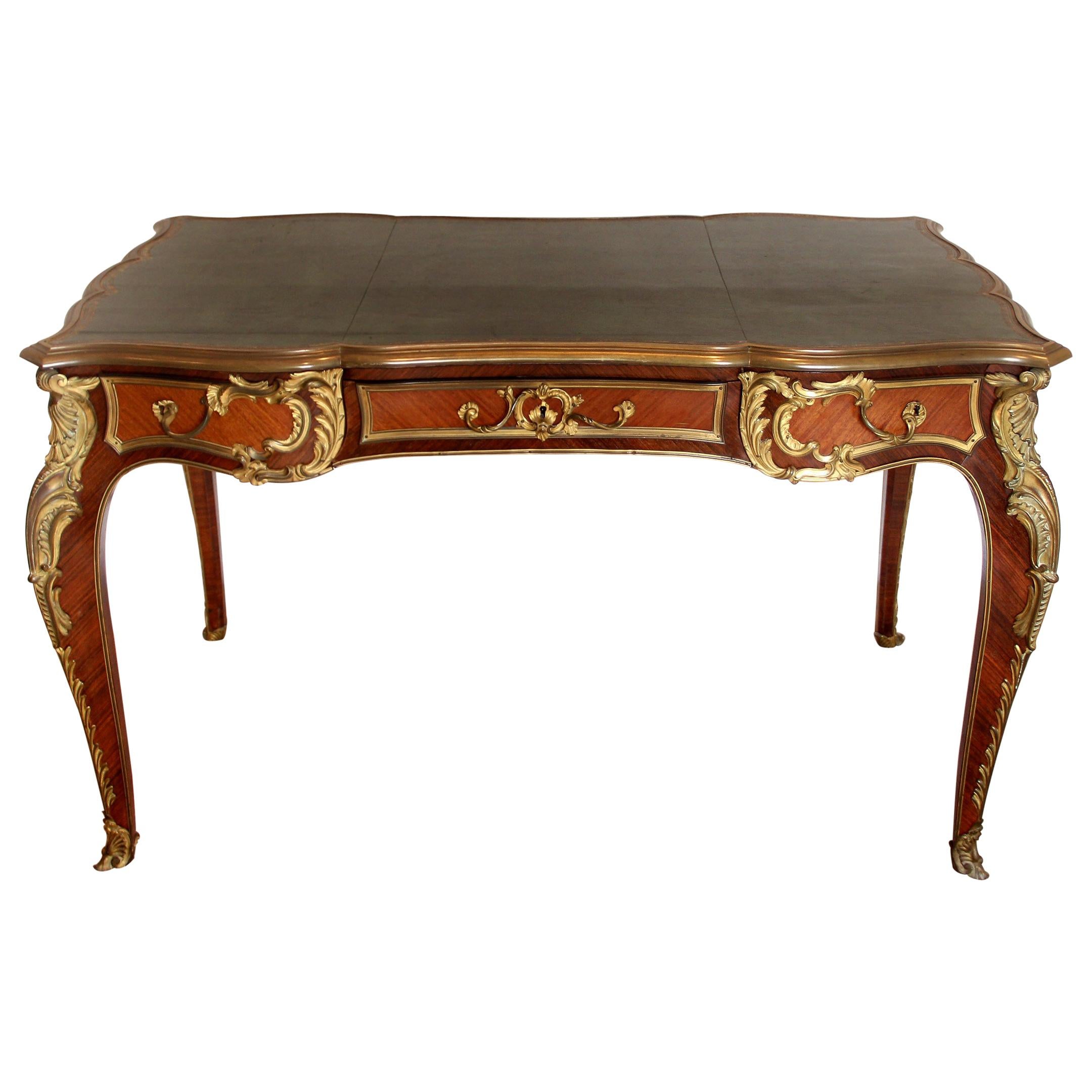 Nice Late 19th Century Louis XV Style Gilt Bronze Mounted Bureau Plat For Sale