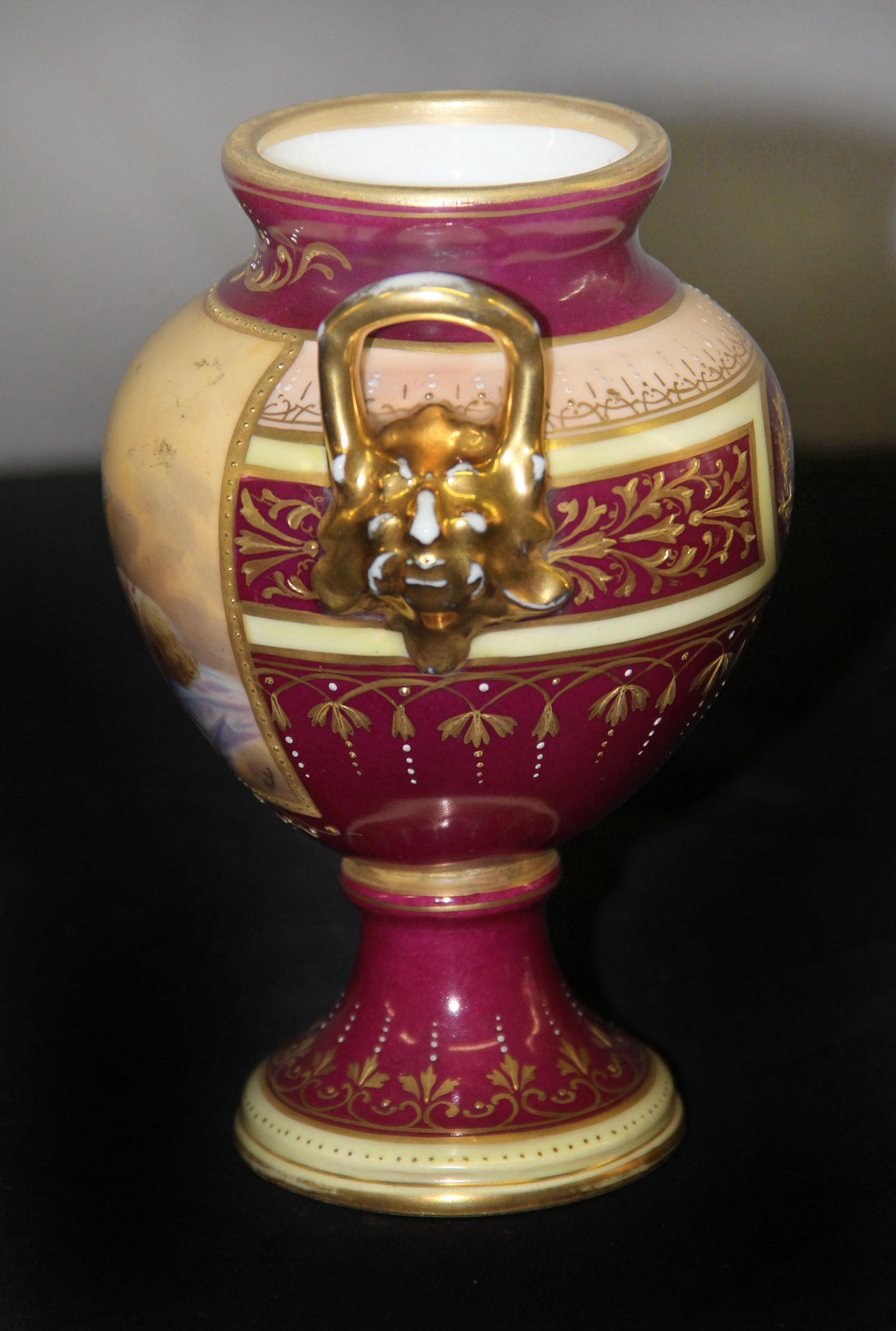 Belle Époque Nice Late 19th Century Sèvres Style Porcelain Vase Entitled 