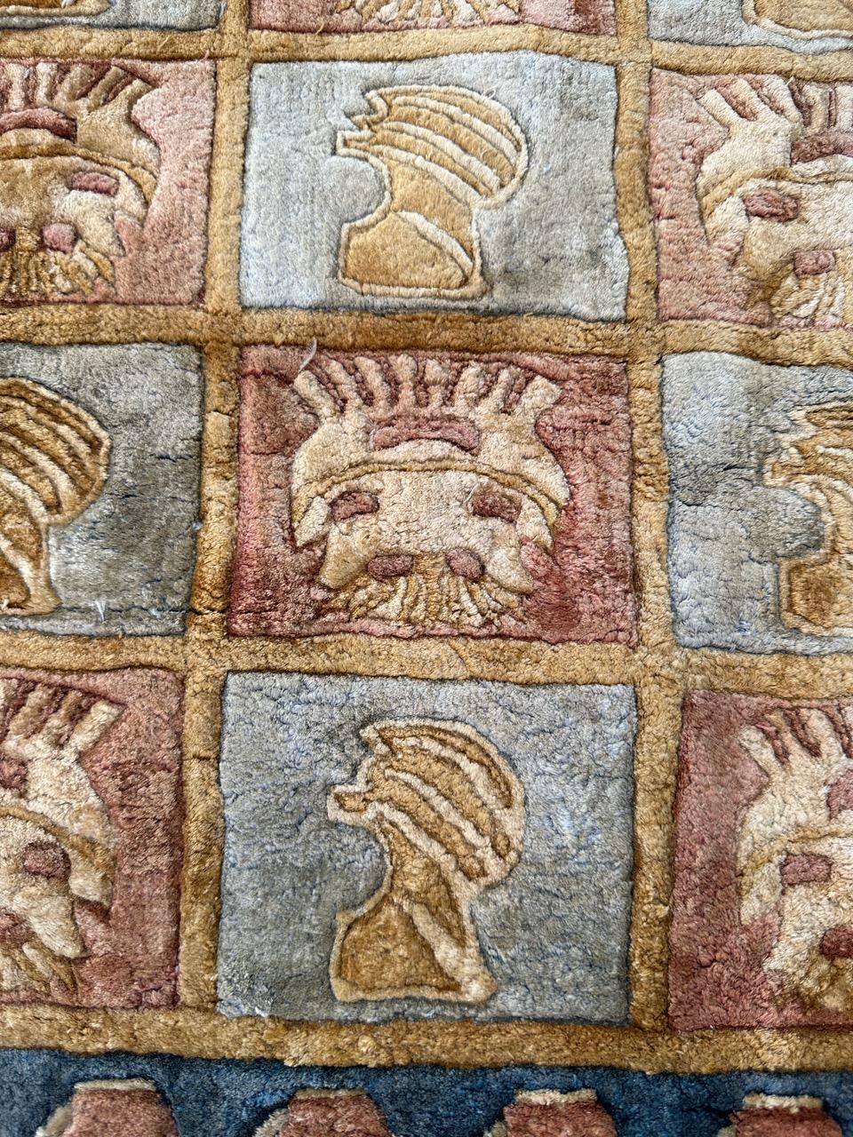 Bobyrug's Bel tappeto di seta cinese di fine XX secolo dal design art déco in vendita 9