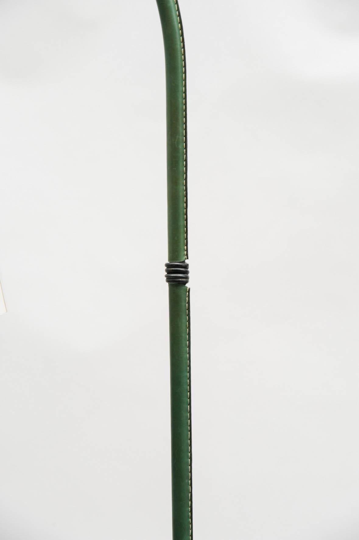 French Nice Leather Floor Lamp by Jacques Adnet
