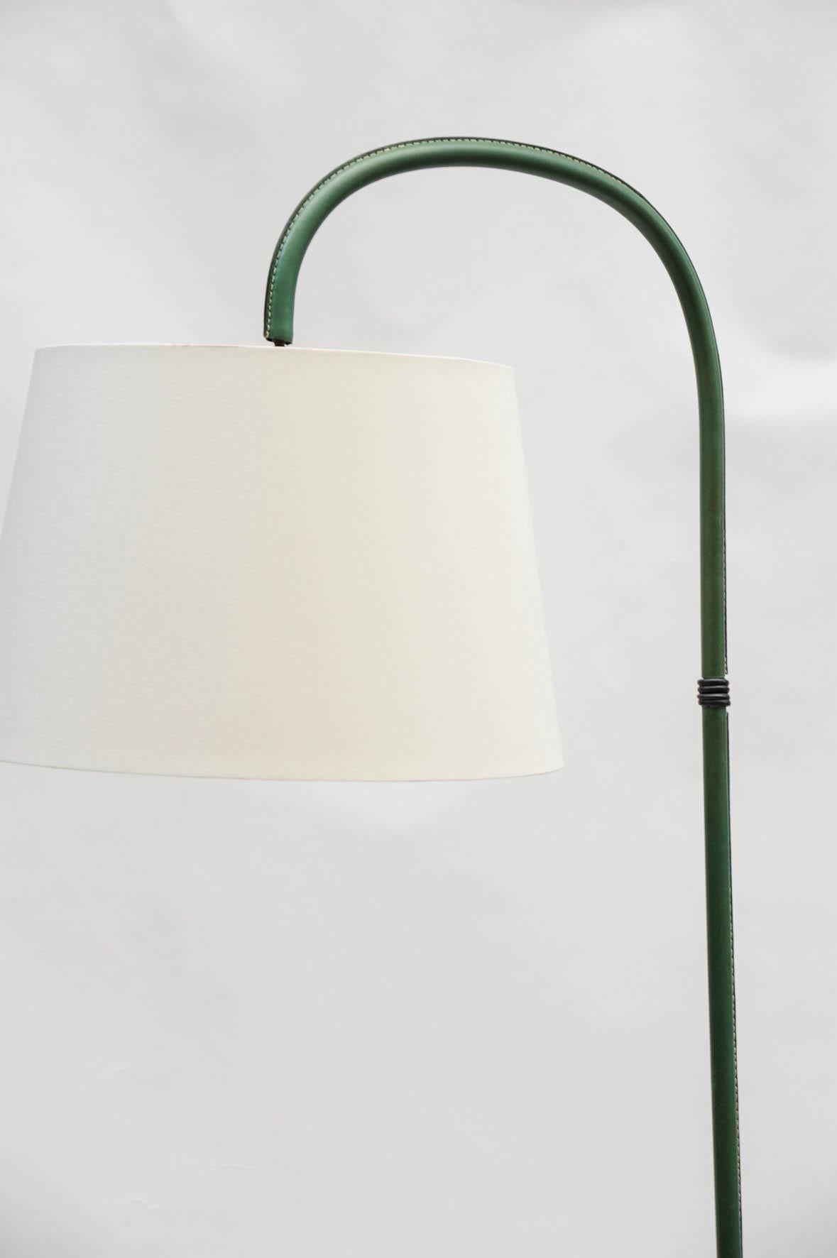 Nice Leather Floor Lamp by Jacques Adnet In Excellent Condition In New York, NY