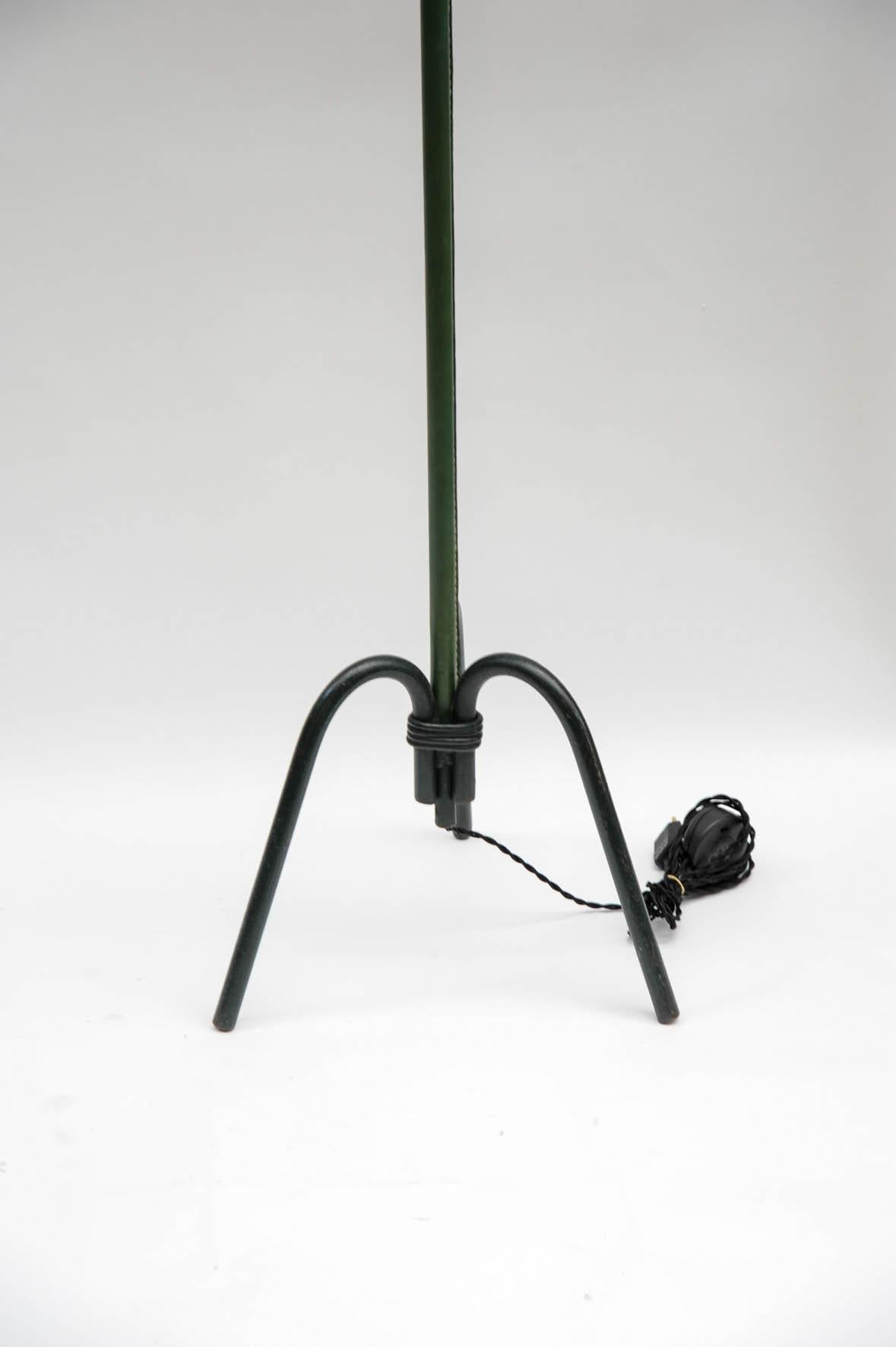 Mid-20th Century Nice Leather Floor Lamp by Jacques Adnet