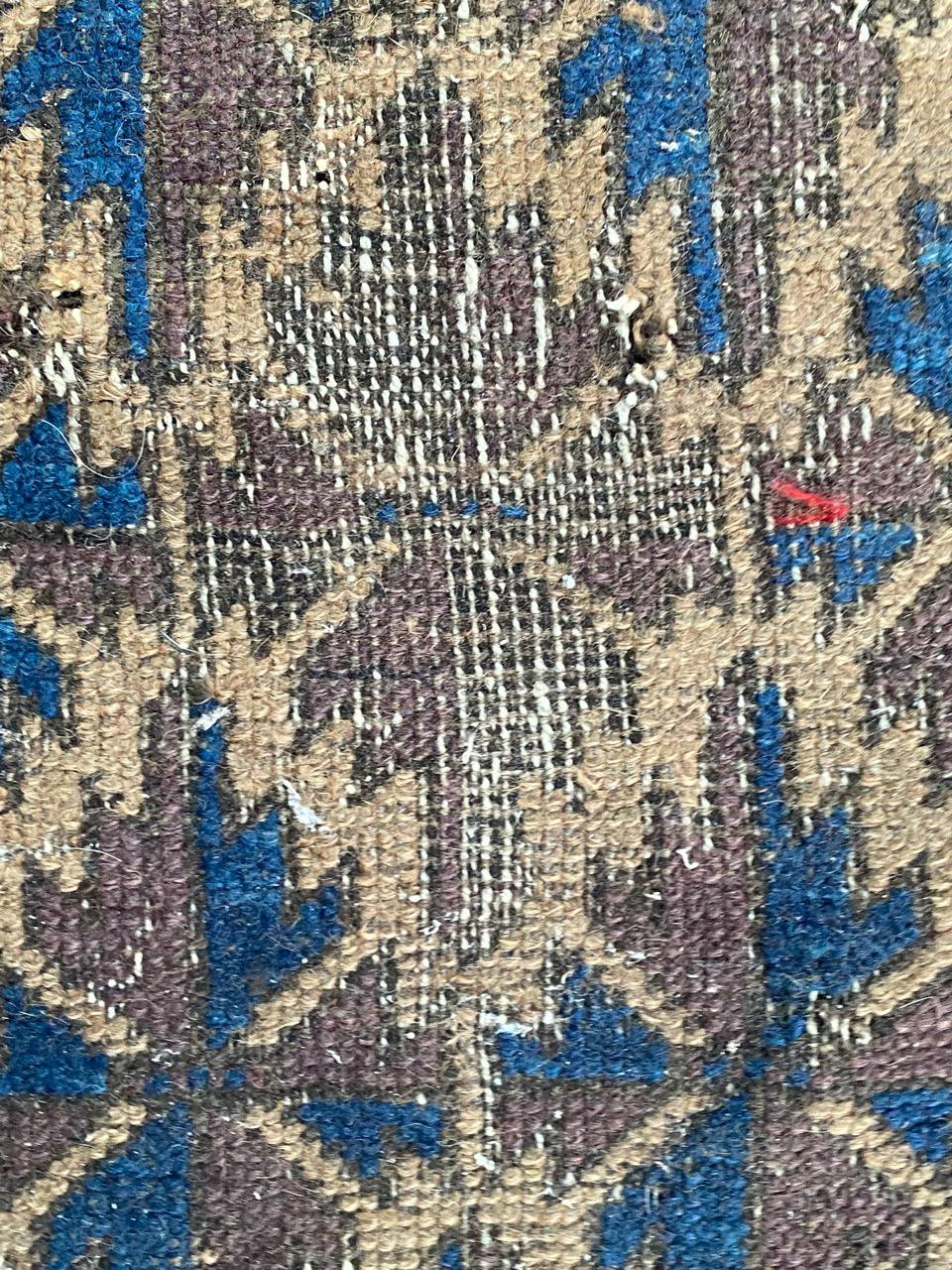 Bobyrug’s Nice Little Antique Distressed Baluch Rug For Sale 4