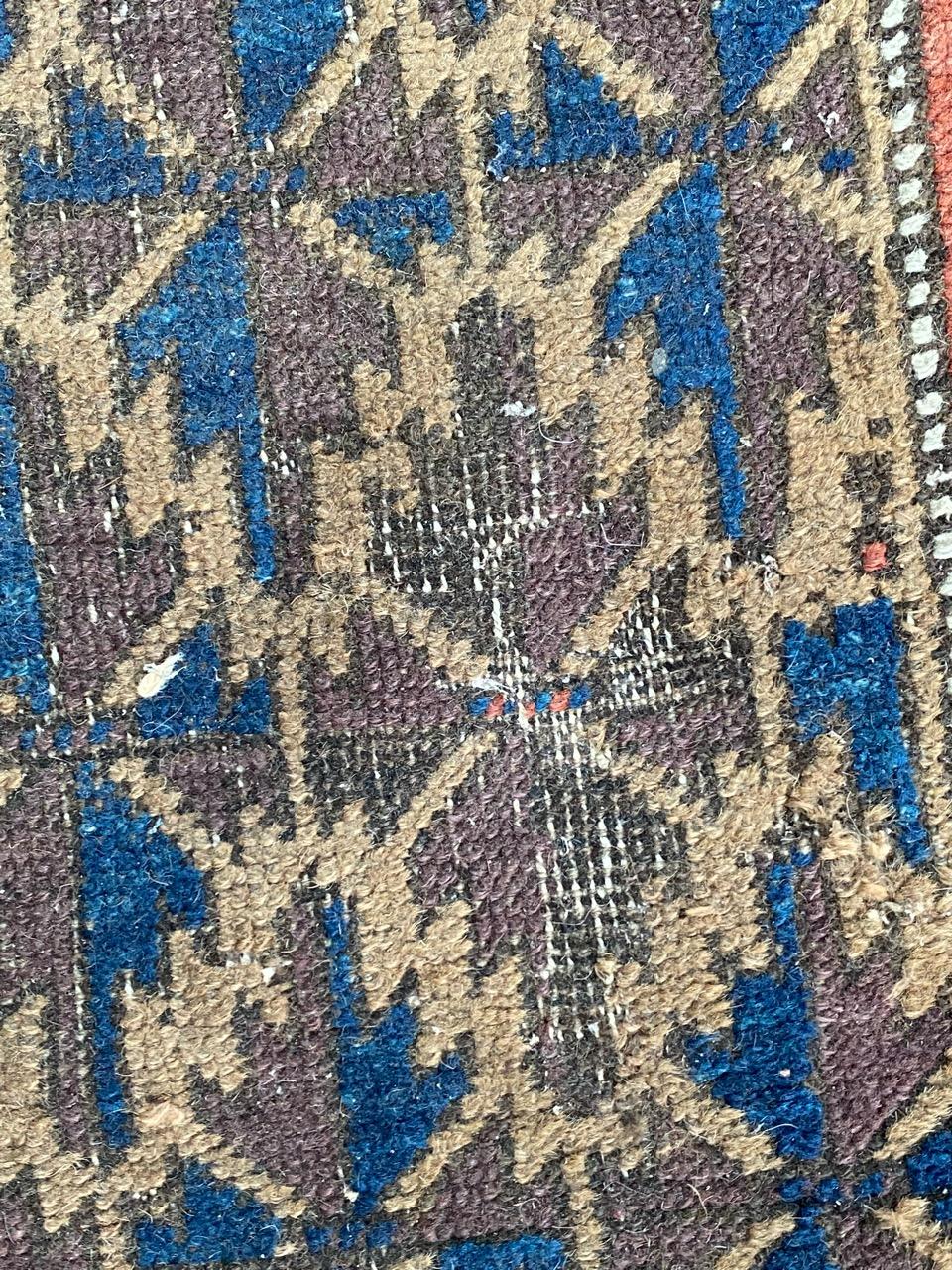 Bobyrug’s Nice Little Antique Distressed Baluch Rug For Sale 5
