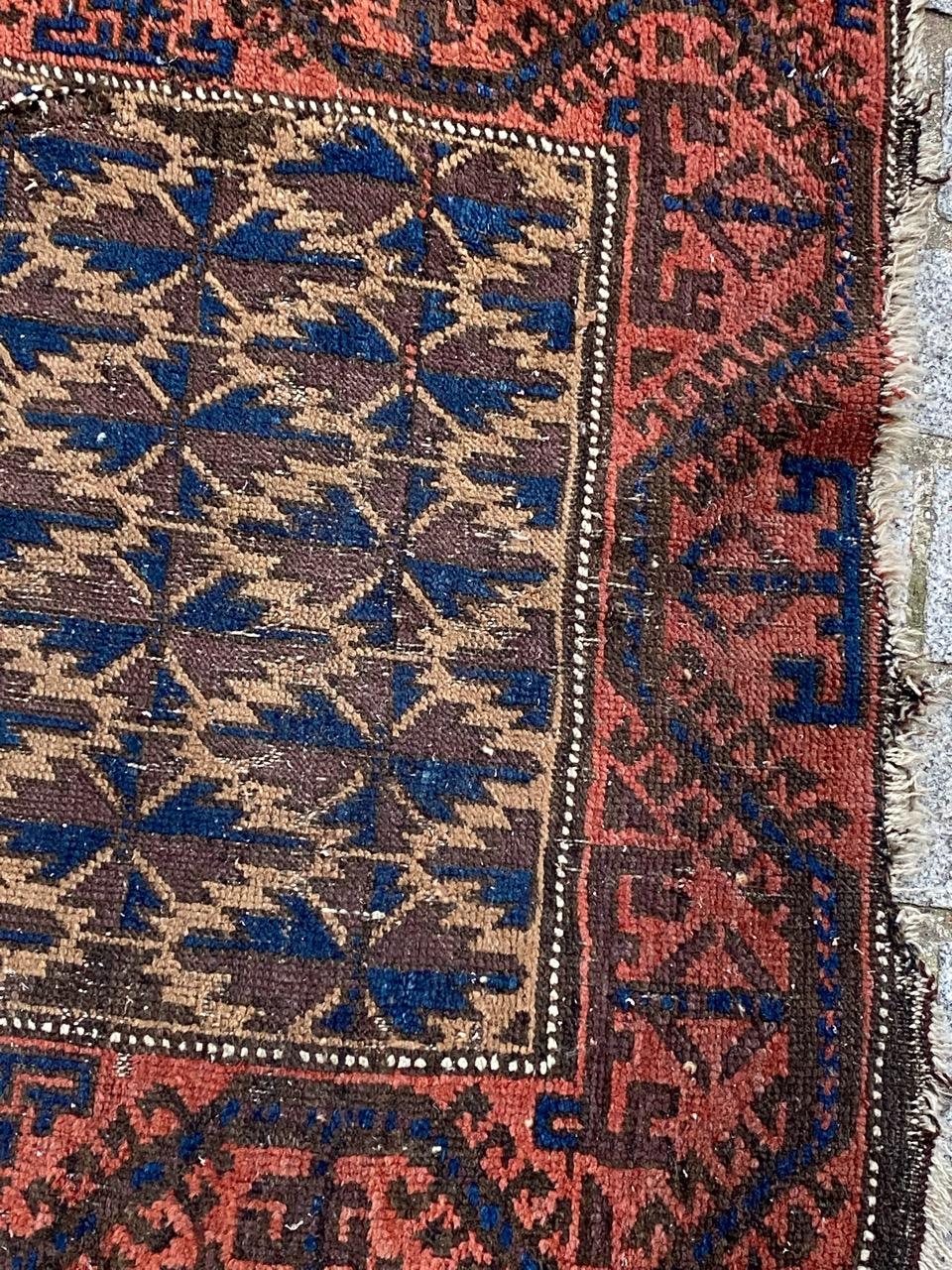 Little Baluch Afghan rug from late 19th century with beautiful tribal design and nice natural colors, entirely hand knotted with wool velvet on wool foundation.

✨✨✨
