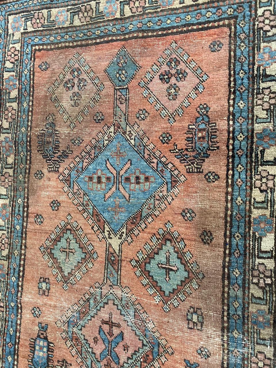 Hand-Knotted Nice Little Antique Heriz Rug