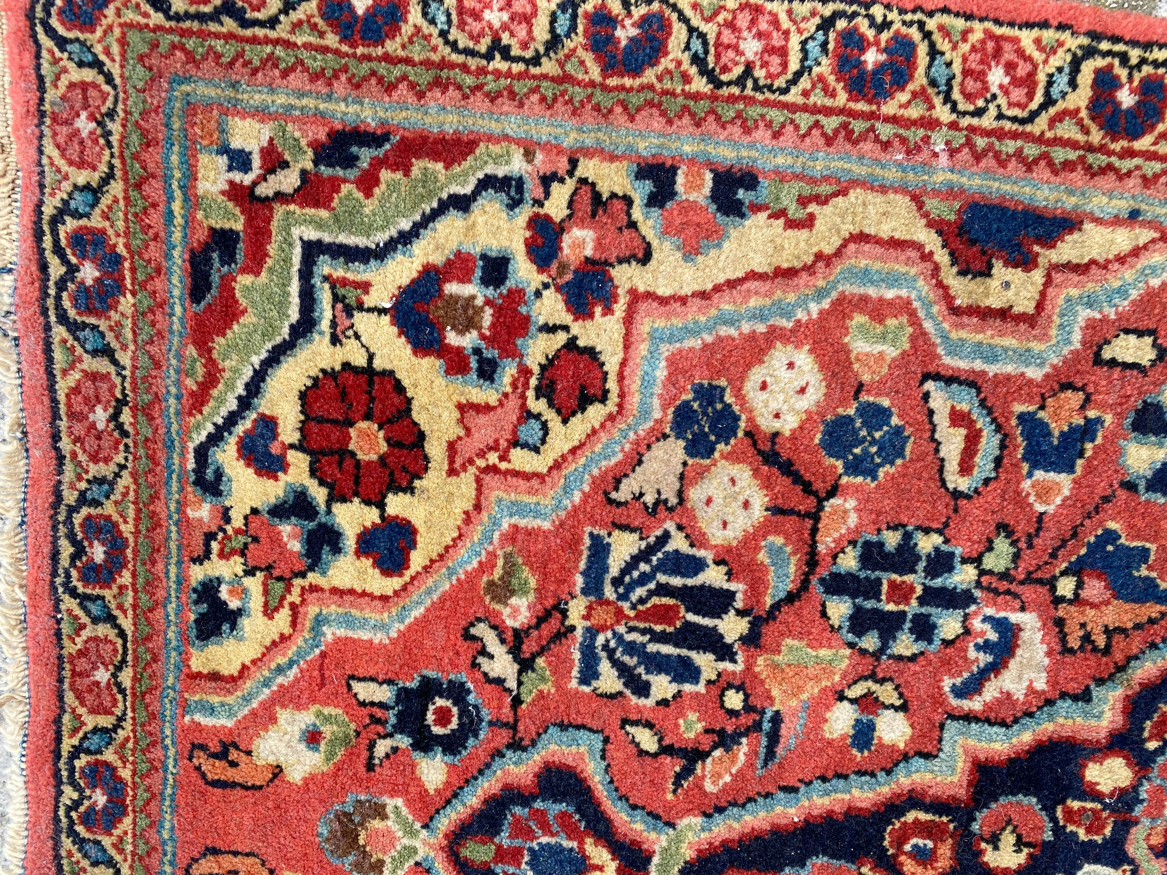 Hand-Knotted Nice Little Fine Antique Sarouk Rug