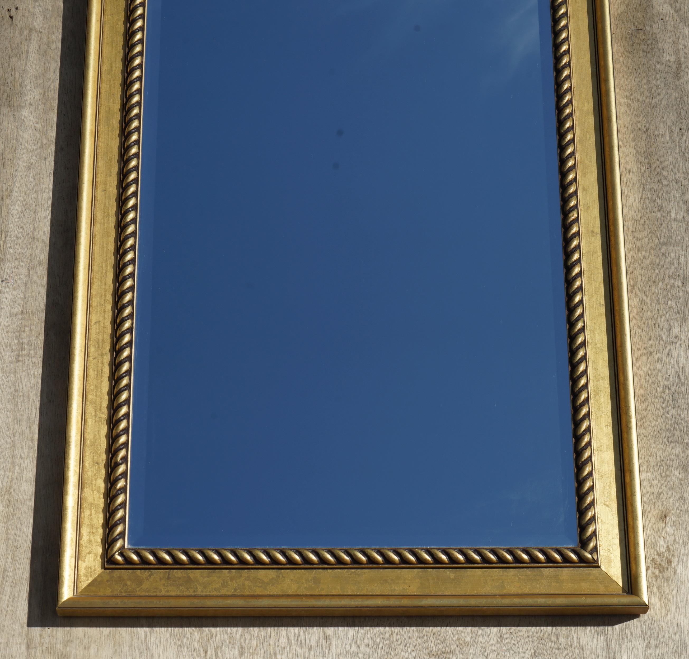 Hand-Crafted Nice Long Wall Mirror With Pine Giltwood Frame  For Sale