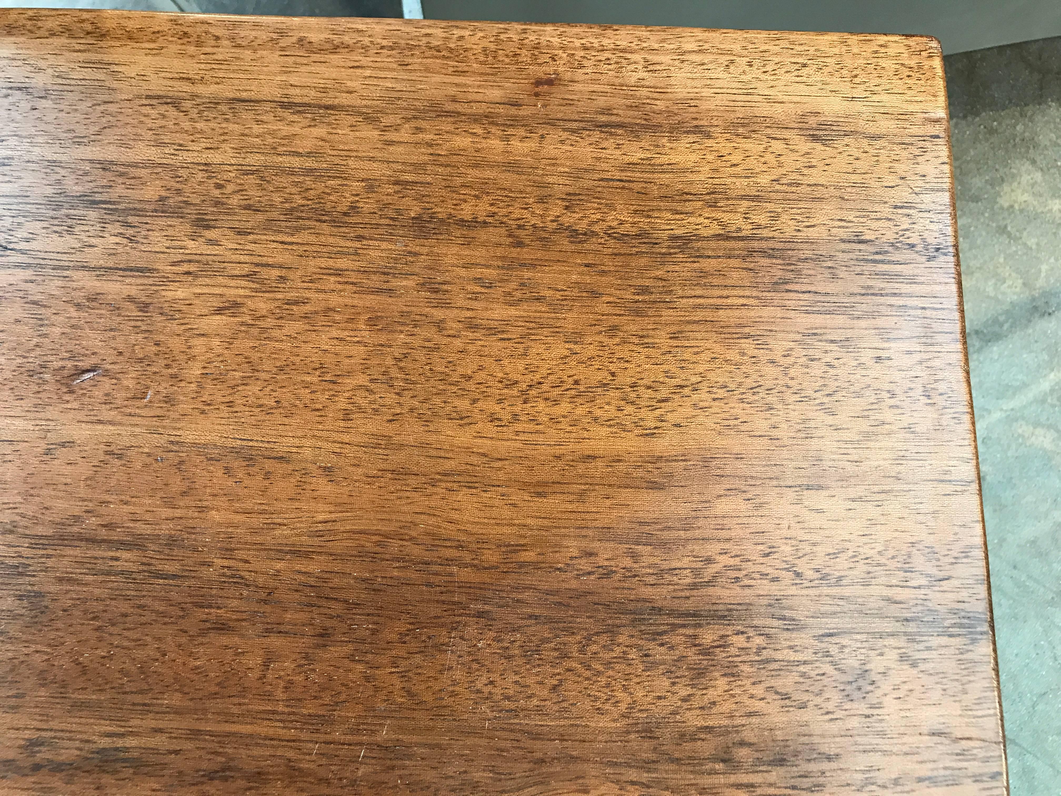 Nice Mahogany Free Edge Table with Leather Wrapped Legs For Sale 2