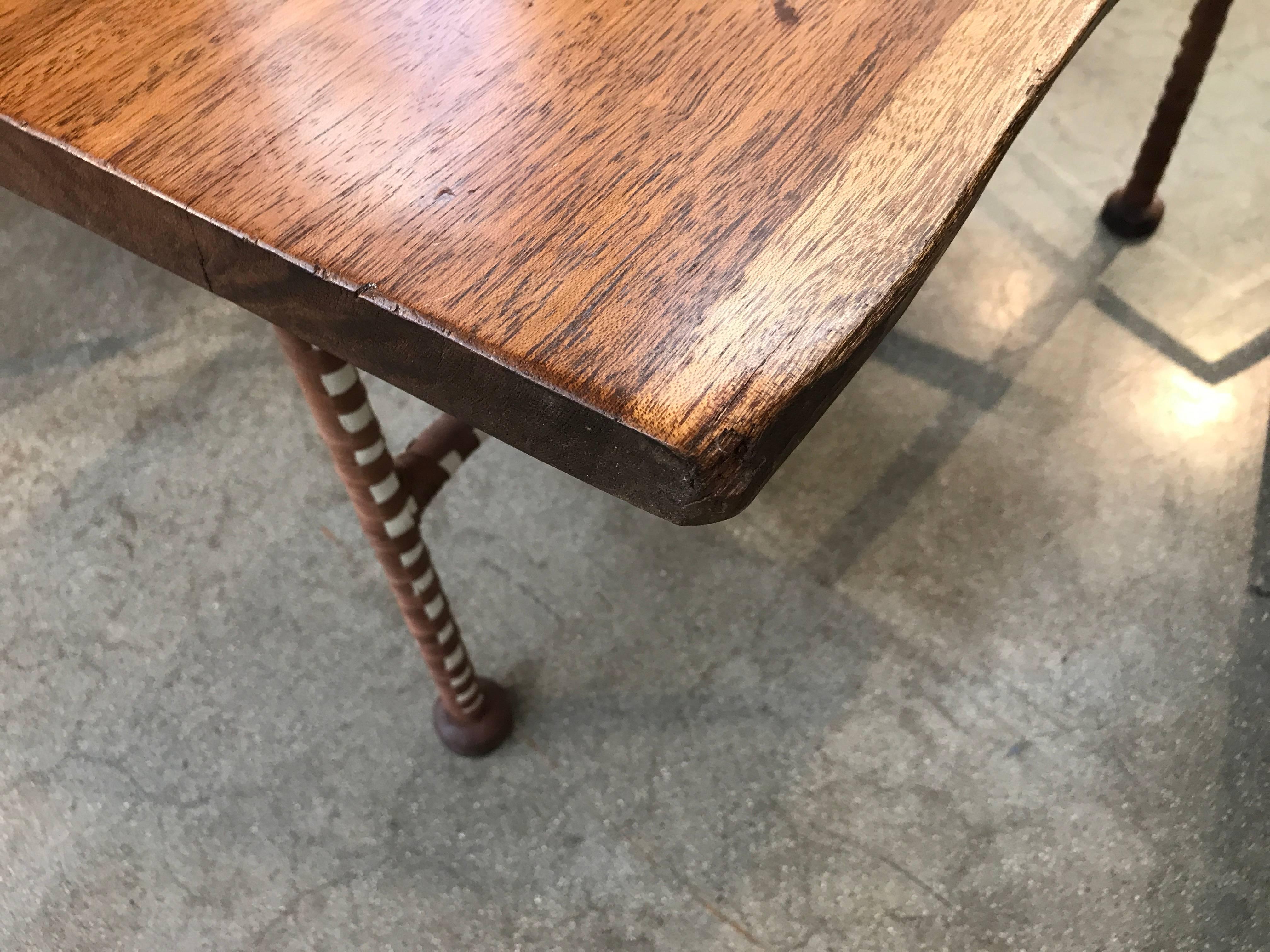 Nice Mahogany Free Edge Table with Leather Wrapped Legs For Sale 4