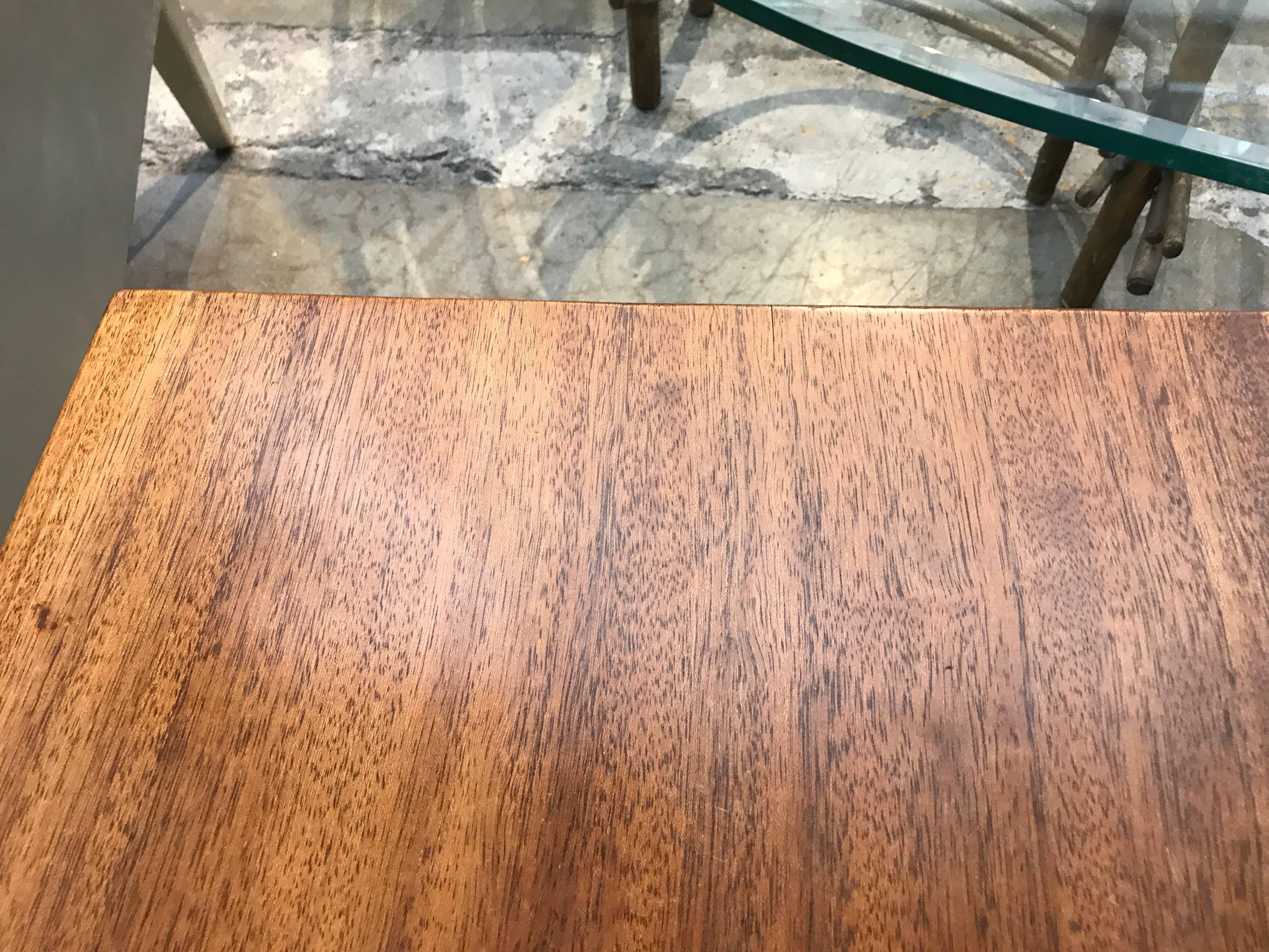 Nice Mahogany Free Edge Table with Leather Wrapped Legs For Sale 5