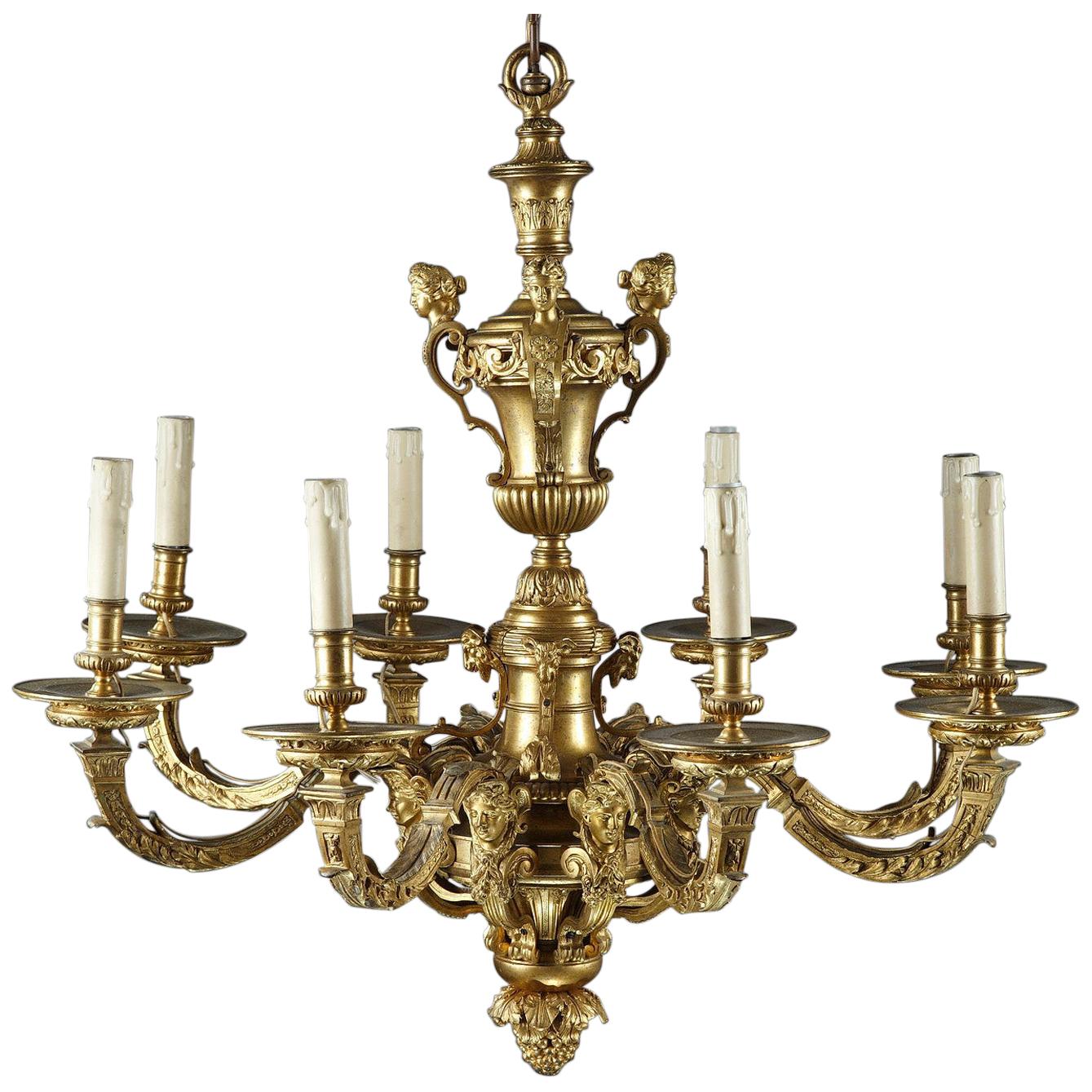 French Bronze sixLight Mazarin Antique Chandelier For Sale at 1stDibs