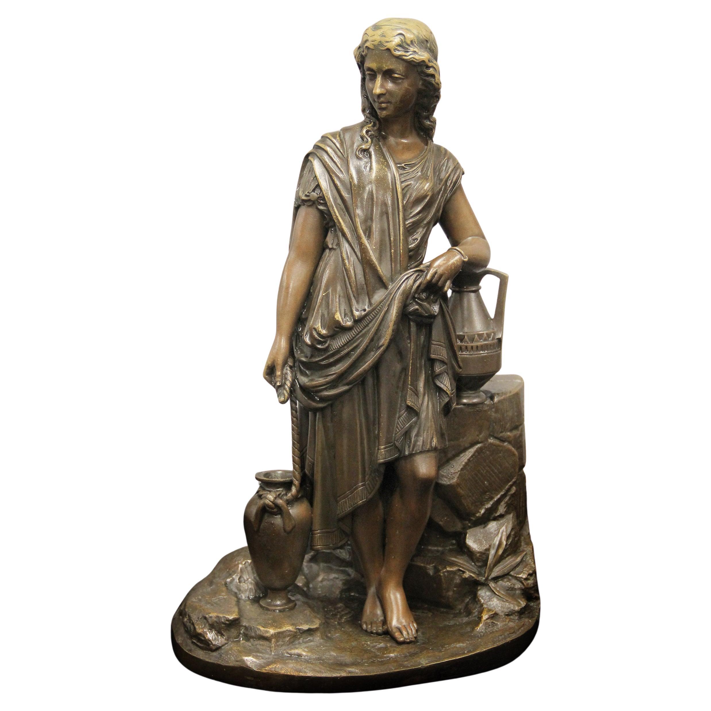 Schöne patinierte Bronzefigur einer Frau aus der Mitte des 19. Jahrhunderts von Alfred Daubrée