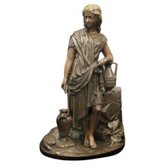 Bonita figura de bronce patinado de mediados del siglo XIX de una mujer fundida por Alfred Daubrée