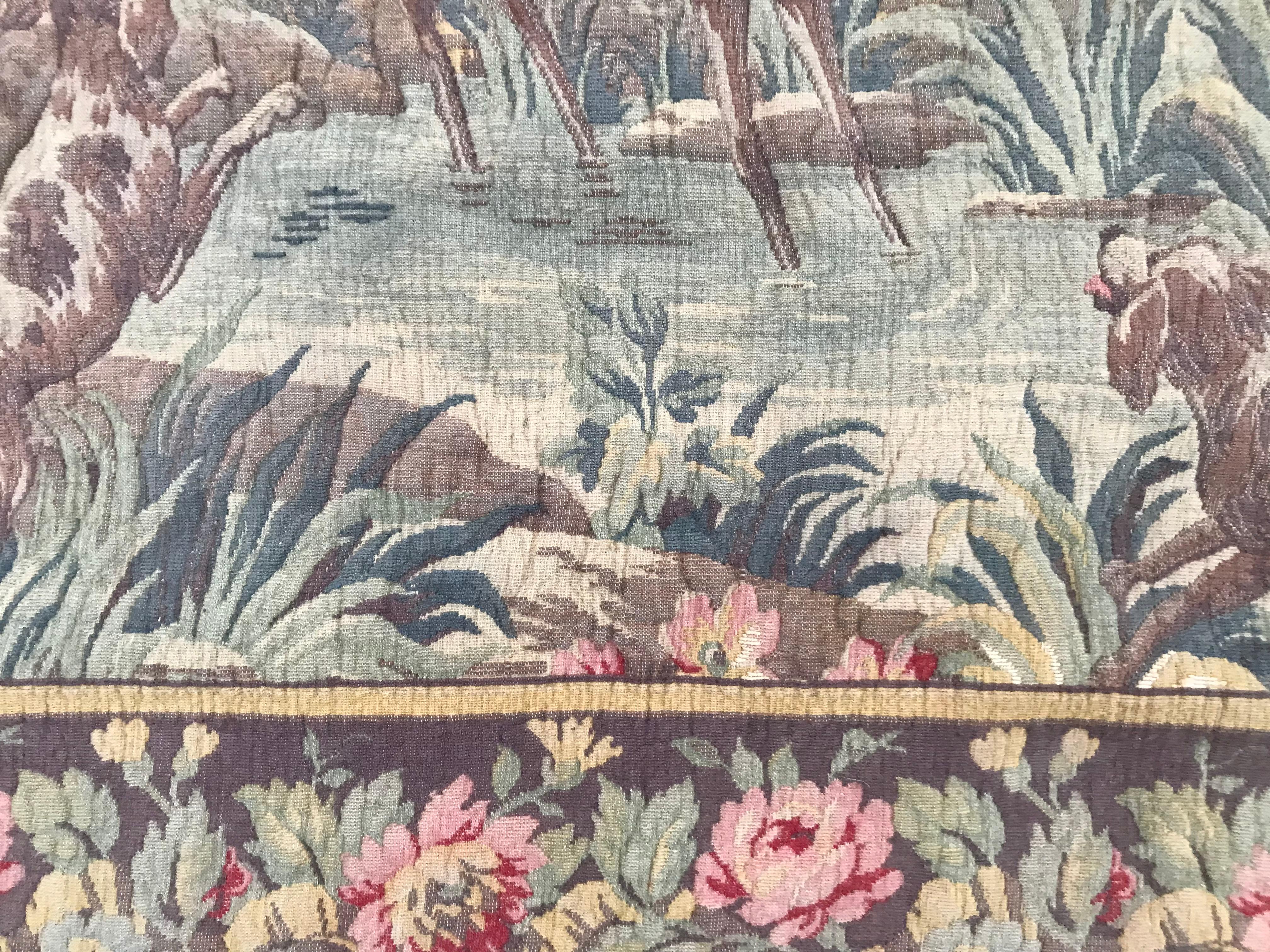 Bobyrug’s Nice Mid-20th Century French Aubusson Style Jaquar Tapestry For Sale 2