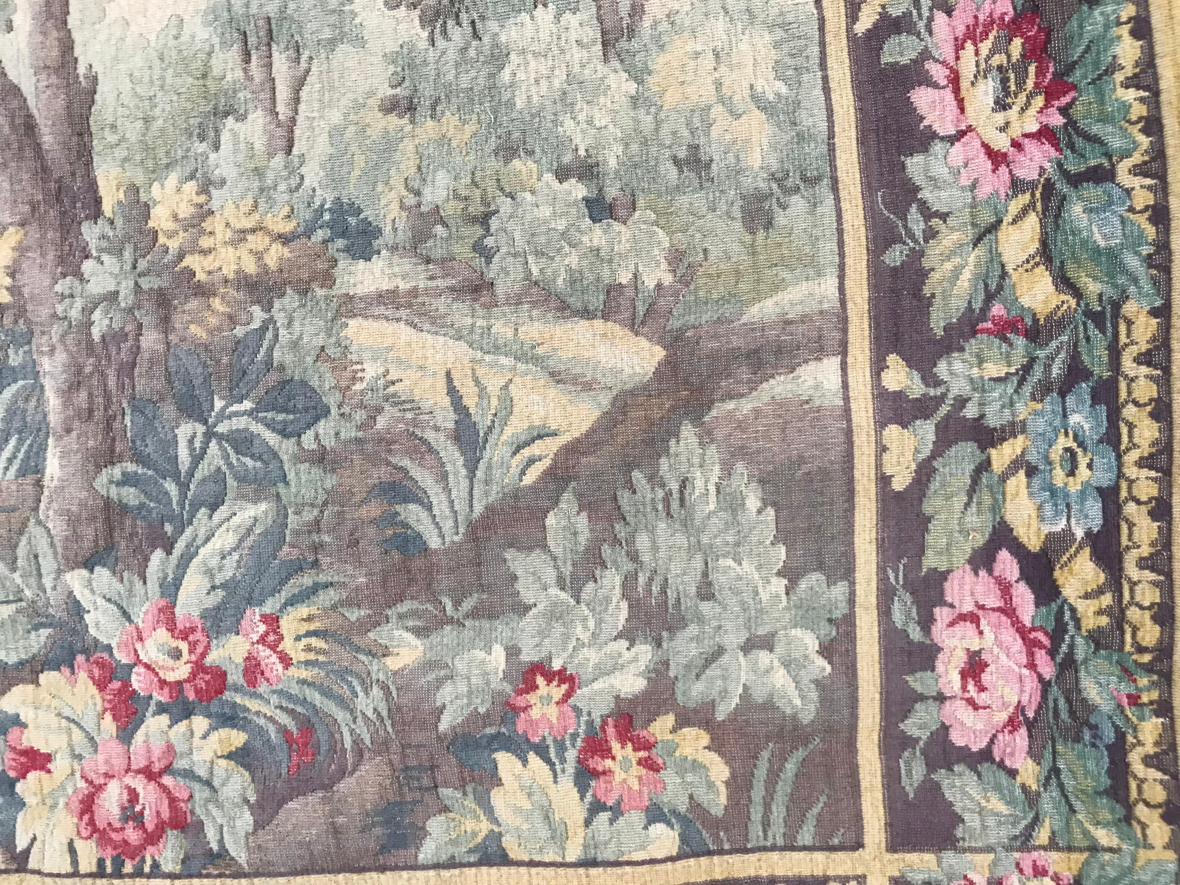 Bobyrug’s Nice Mid-20th Century French Aubusson Style Jaquar Tapestry For Sale 4