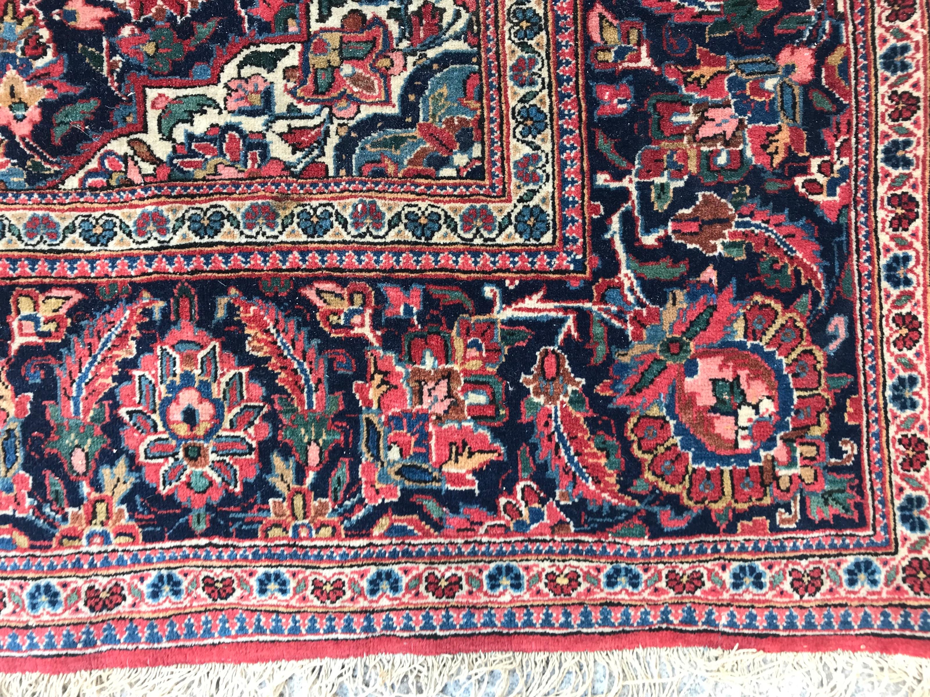 Hand-Knotted Bobyrug’s Nice Mid-20th Century Kashan Rug For Sale