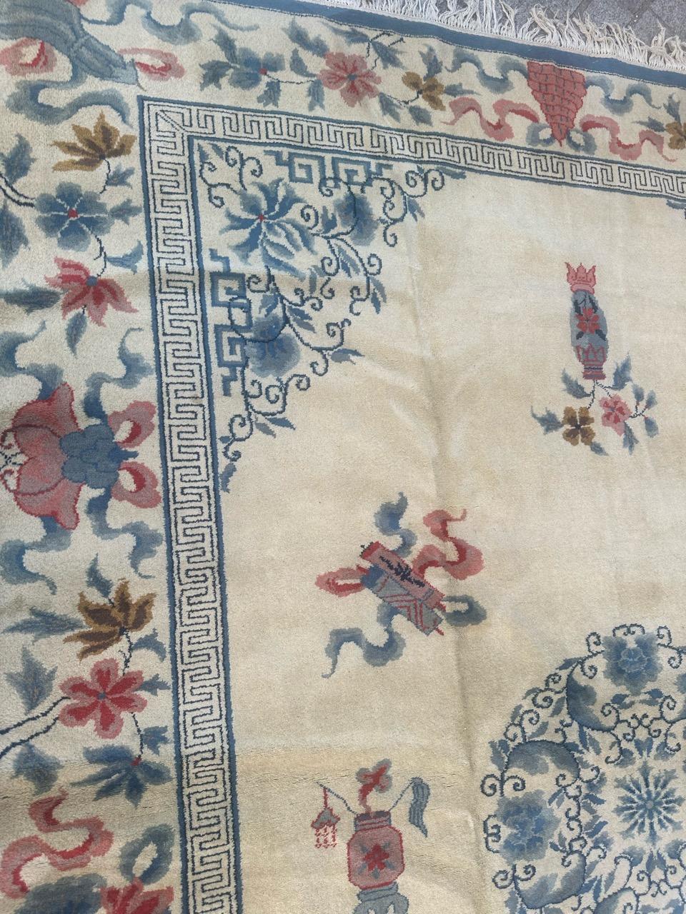 Chinoiserie Nice mid century Chinese art deco rug For Sale