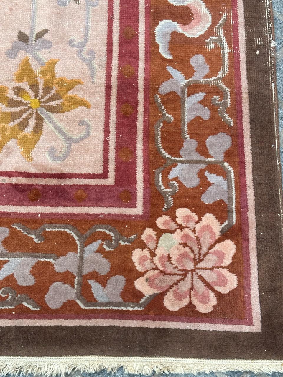 Hand-Knotted Nice mid century Chinese art deco rug For Sale